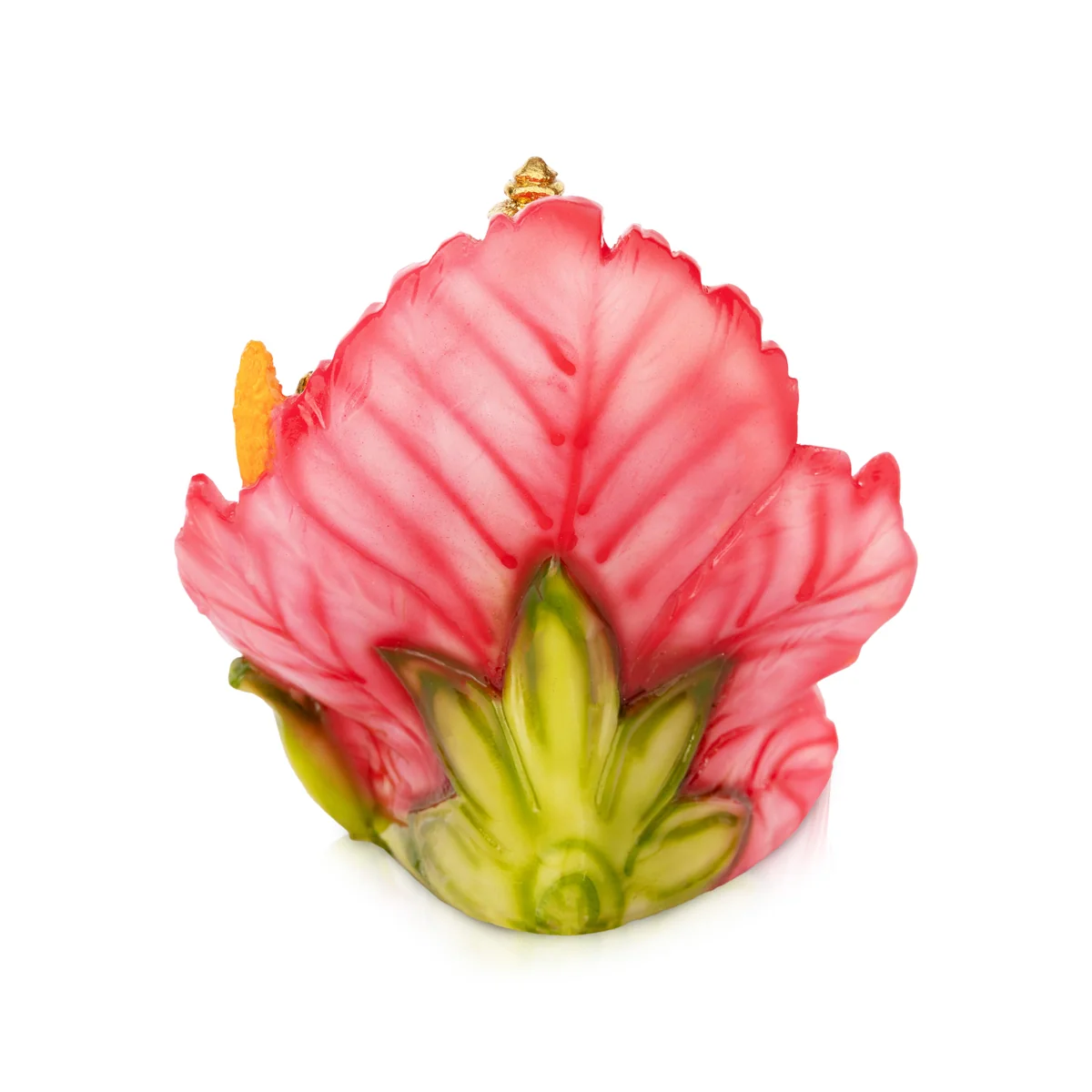Ganesh Murti Sitting On Hibiscus Flower- 7 X 7 Inches | Marble Dust Murti/ Painted Vinayaka Statue For Worship - Image 5