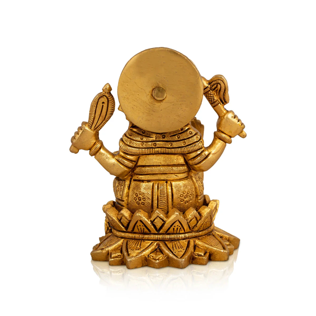 Ganesh Murti Sitting On Lotus - 4.5 X 4 Inches | Ganpati Murti/ Antique Brass Idol For Pooja Room - Image 5