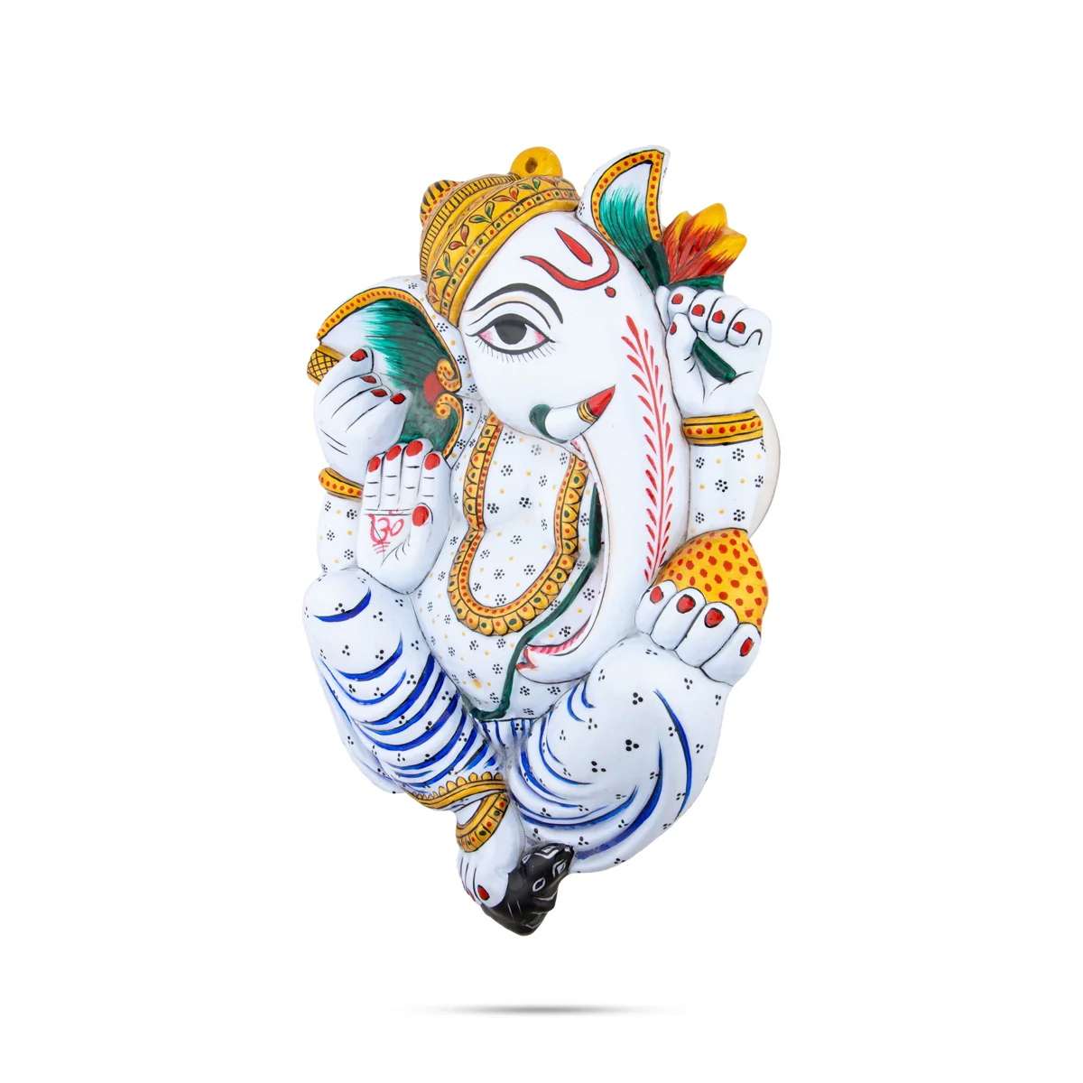 Ganesh Murti Wall Hanging - 11 x 7 Inches | Metal Ganpati Murti Wall Hanger/ Painted Vinayaka Statue Wall Decor - Image 2