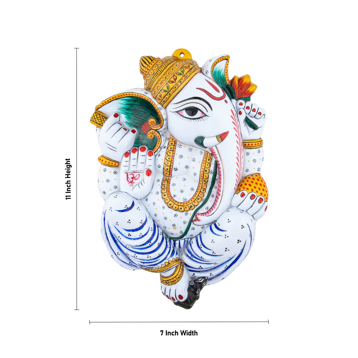 Ganesh Murti Wall Hanging - 11 x 7 Inches | Metal Ganpati Murti Wall Hanger/ Painted Vinayaka Statue Wall Decor - Image 3