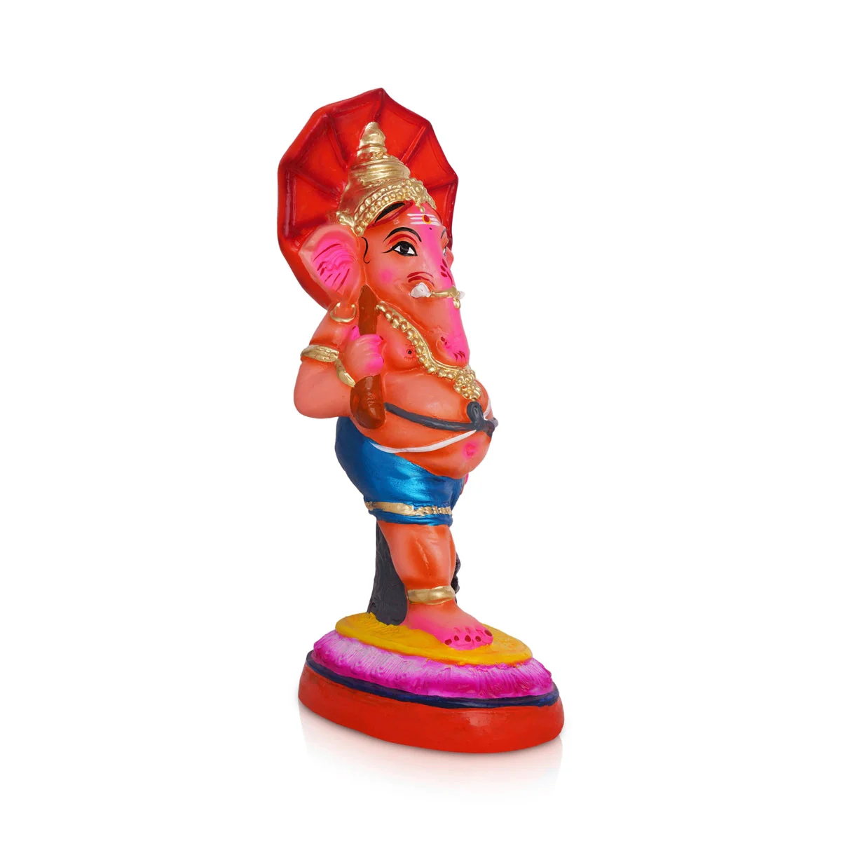 Ganesh Murti With Kudai Paper Mache Golu Bommai- 12 X 4 Inches | Navaratri Gombe/Giri Golu Doll/Navratri Décor - Image 2