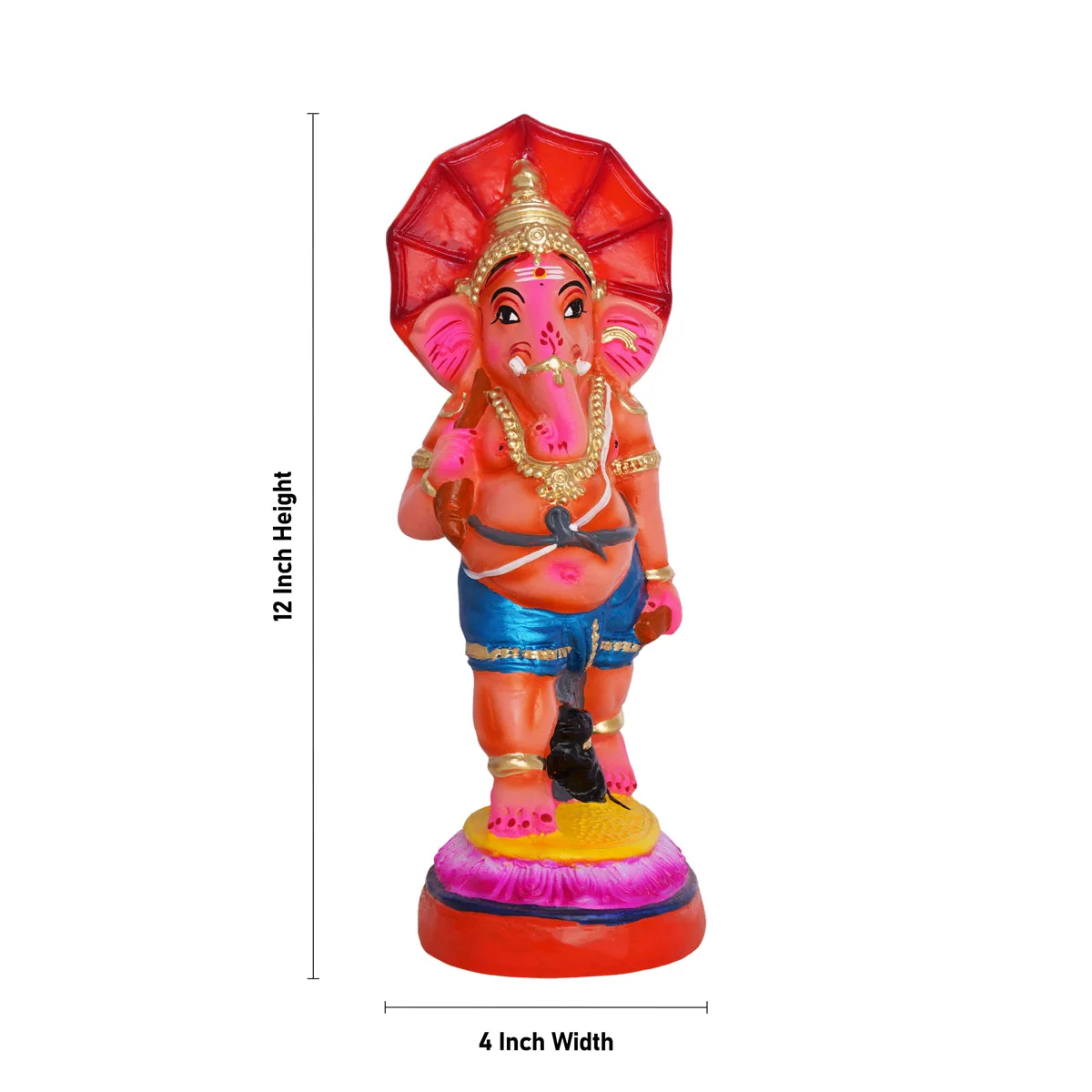 Ganesh Murti With Kudai Paper Mache Golu Bommai- 12 X 4 Inches | Navaratri Gombe/Giri Golu Doll/Navratri Décor - Image 5