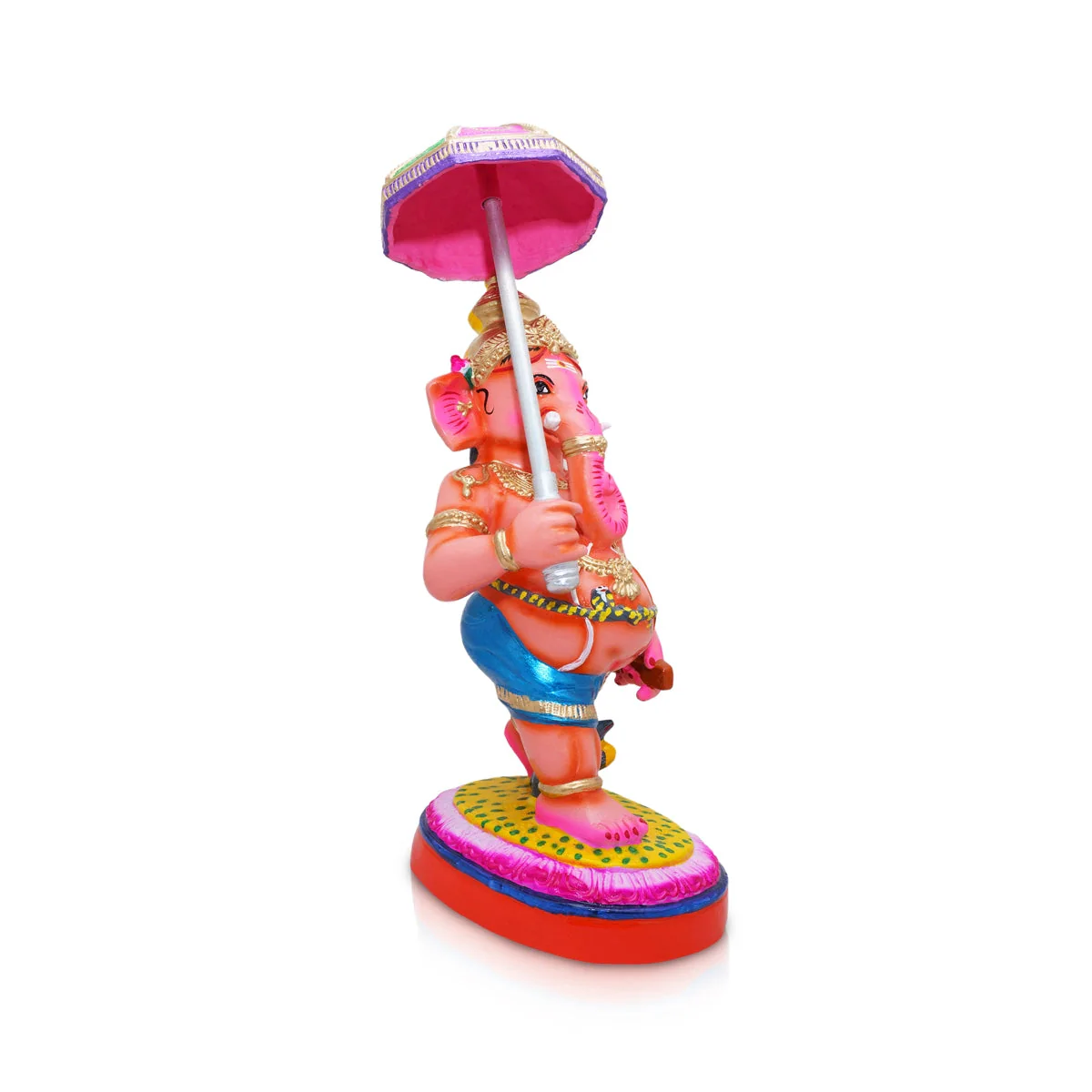 Ganesh Murti With Kudai Paper Mache Golu Bommai- 17 X 6.5 Inches | Navaratri Gombe/Giri Golu Doll/Navratri Decor - Image 2