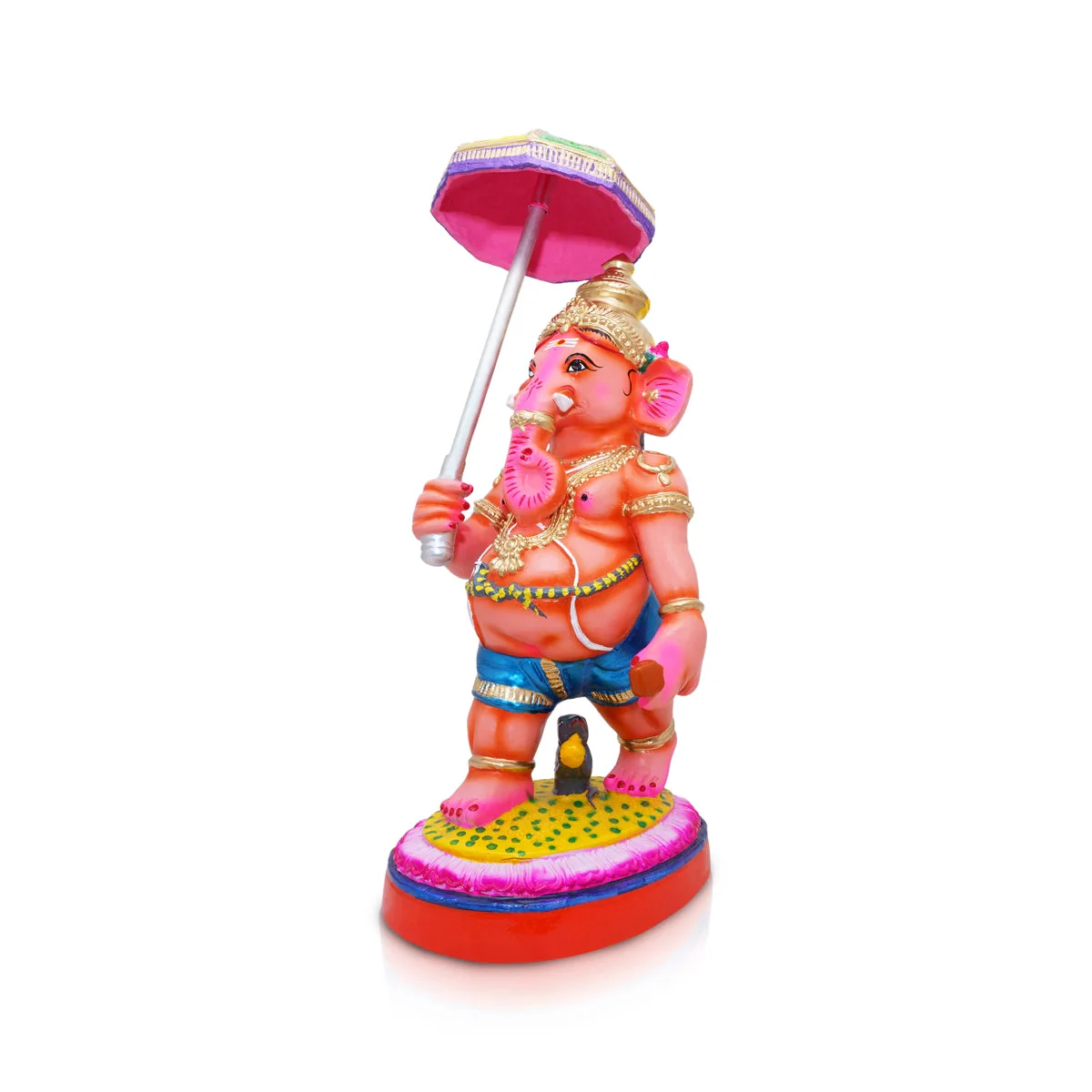 Ganesh Murti With Kudai Paper Mache Golu Bommai- 17 X 6.5 Inches | Navaratri Gombe/Giri Golu Doll/Navratri Decor - Image 3
