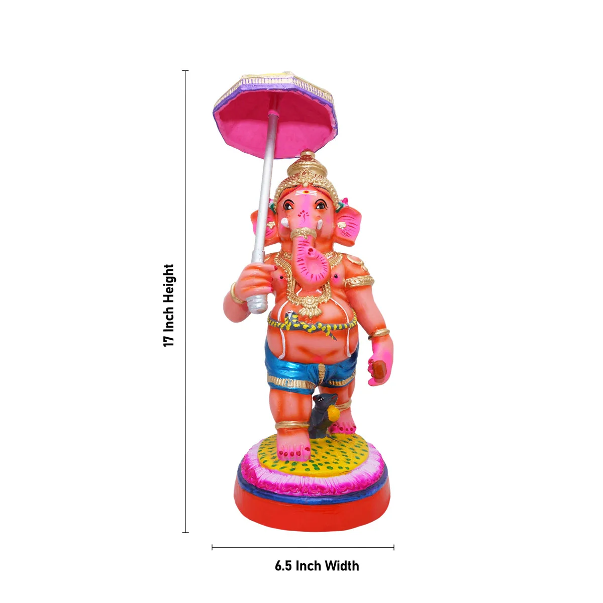Ganesh Murti With Kudai Paper Mache Golu Bommai- 17 X 6.5 Inches | Navaratri Gombe/Giri Golu Doll/Navratri Decor - Image 5