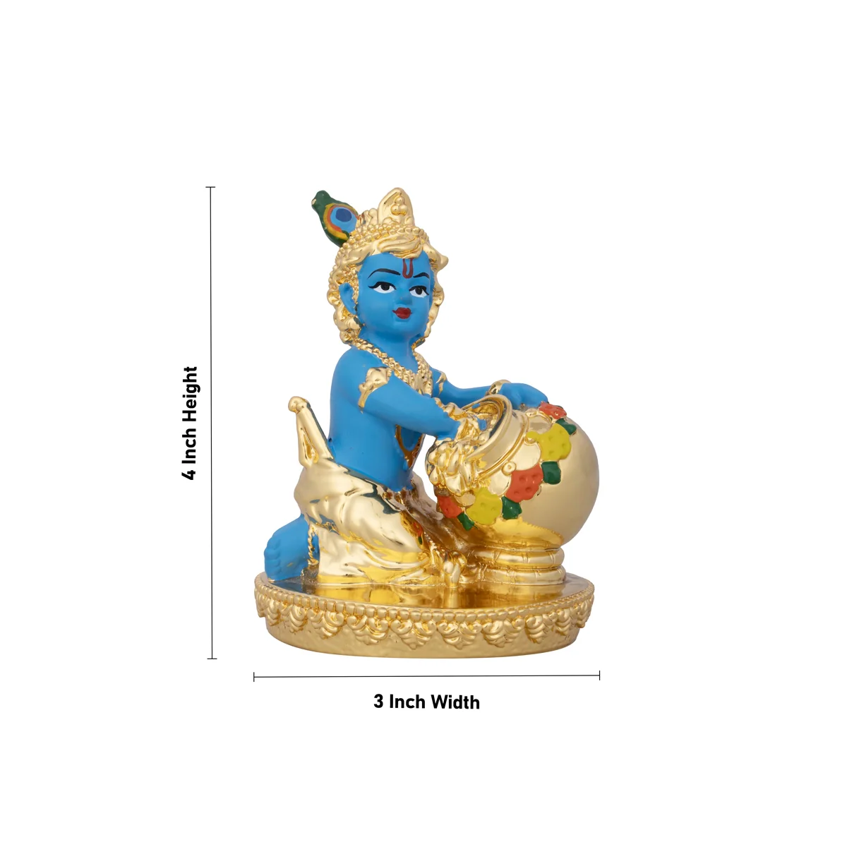 Butter Krishna Idol - 4 x 3 Inches | Krishna Statue/ Ceramic Sculpture for Pooja/ 235 Gms Approx - Image 2