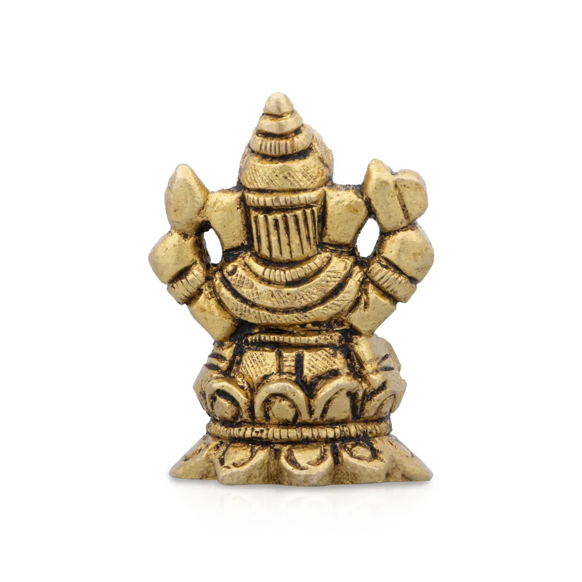 Ganesh Sitting On Kamal Statue - 2 x 1.5 Inches | Antique Brass Statue/ Vinayagar Idol for Pooja/ 150 Gms Approx - Image 4