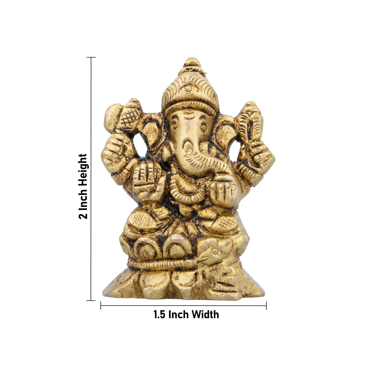 Ganesh Sitting On Kamal Statue - 2 x 1.5 Inches | Antique Brass Statue/ Vinayagar Idol for Pooja/ 150 Gms Approx - Image 5
