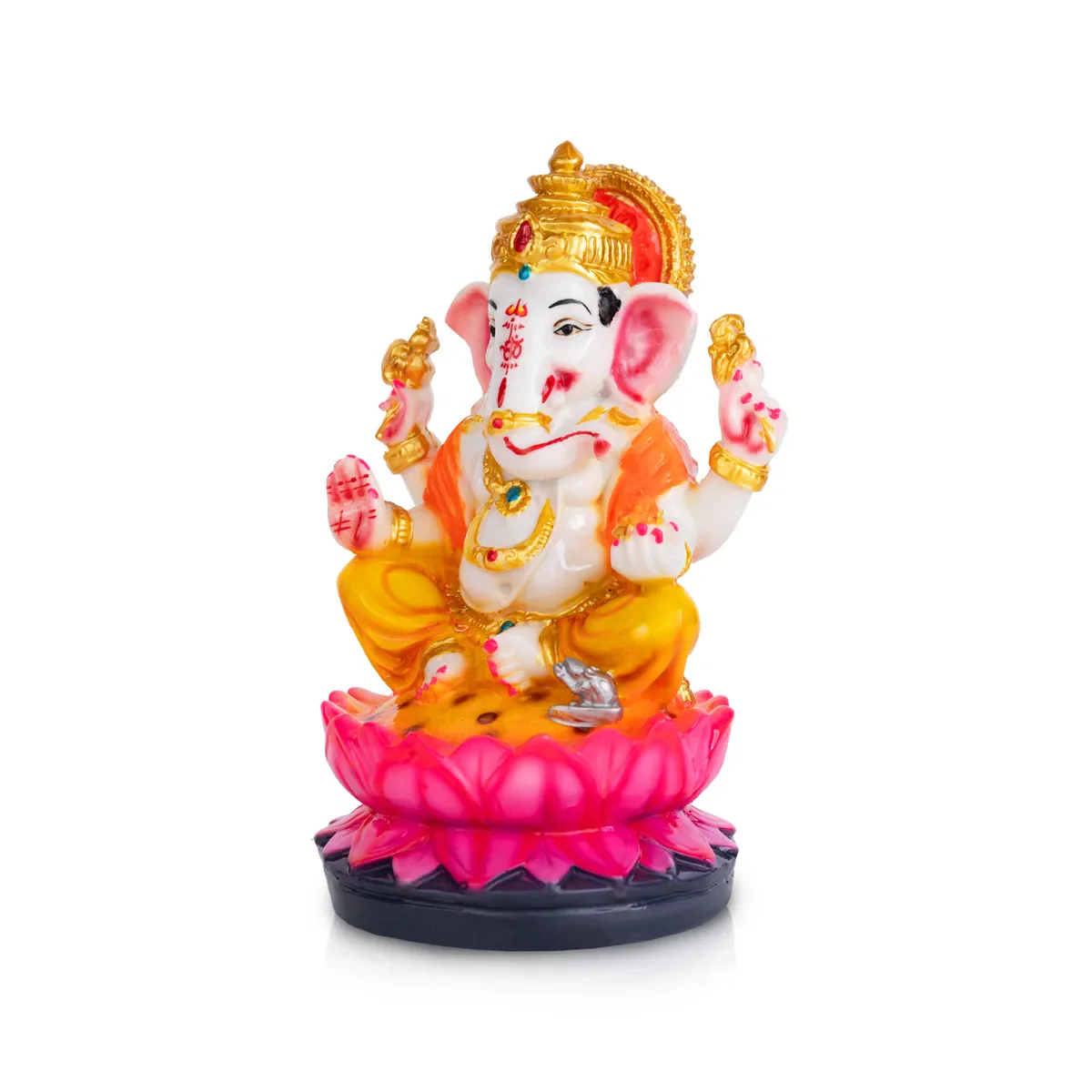 Ganesh Sitting On Lotus Murti - 7.25 X 4.5 Inches | Marble Dust Idol/ Ganpati Statue For Home Pooja - Image 2