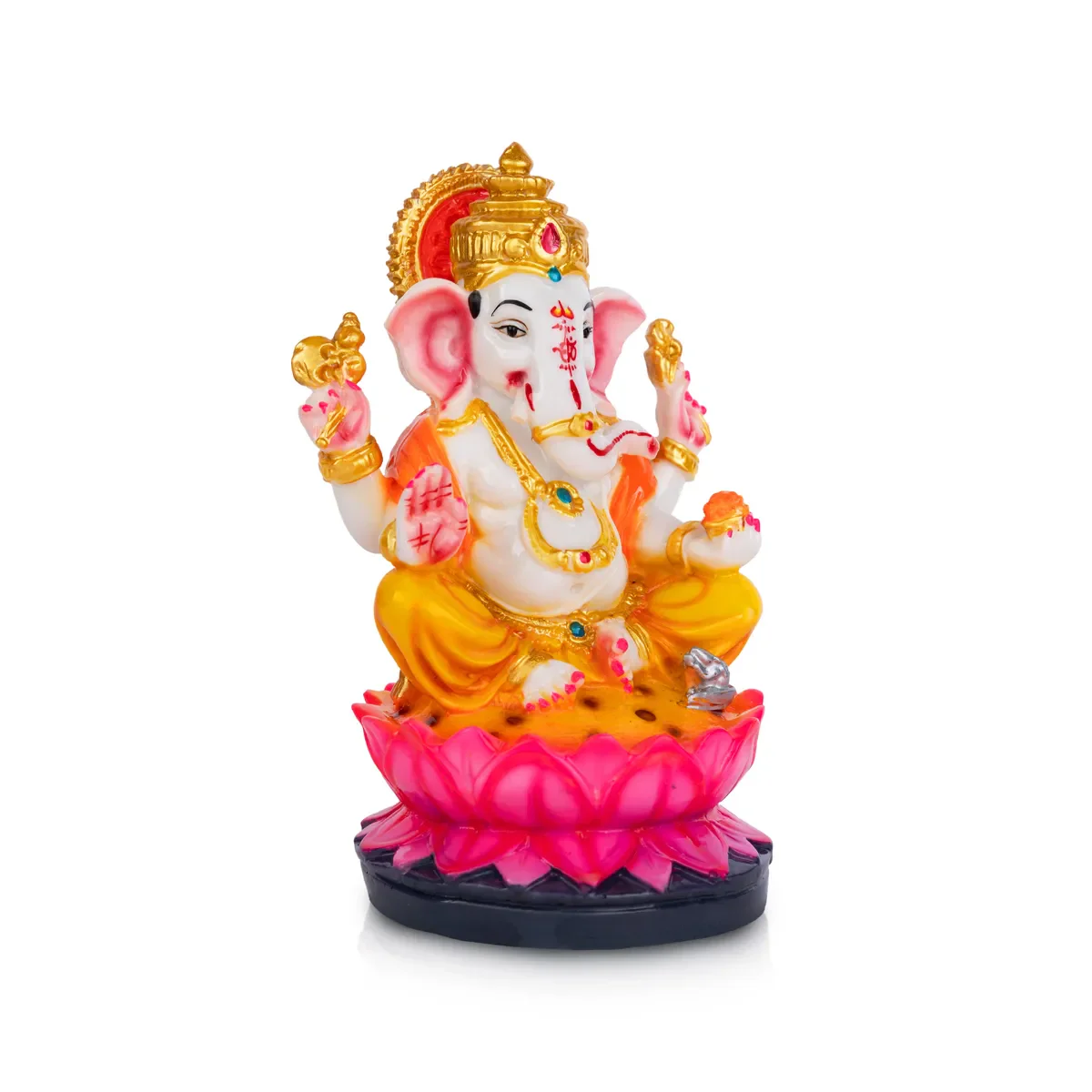 Ganesh Sitting On Lotus Murti - 7.25 X 4.5 Inches | Marble Dust Idol/ Ganpati Statue For Home Pooja - Image 3