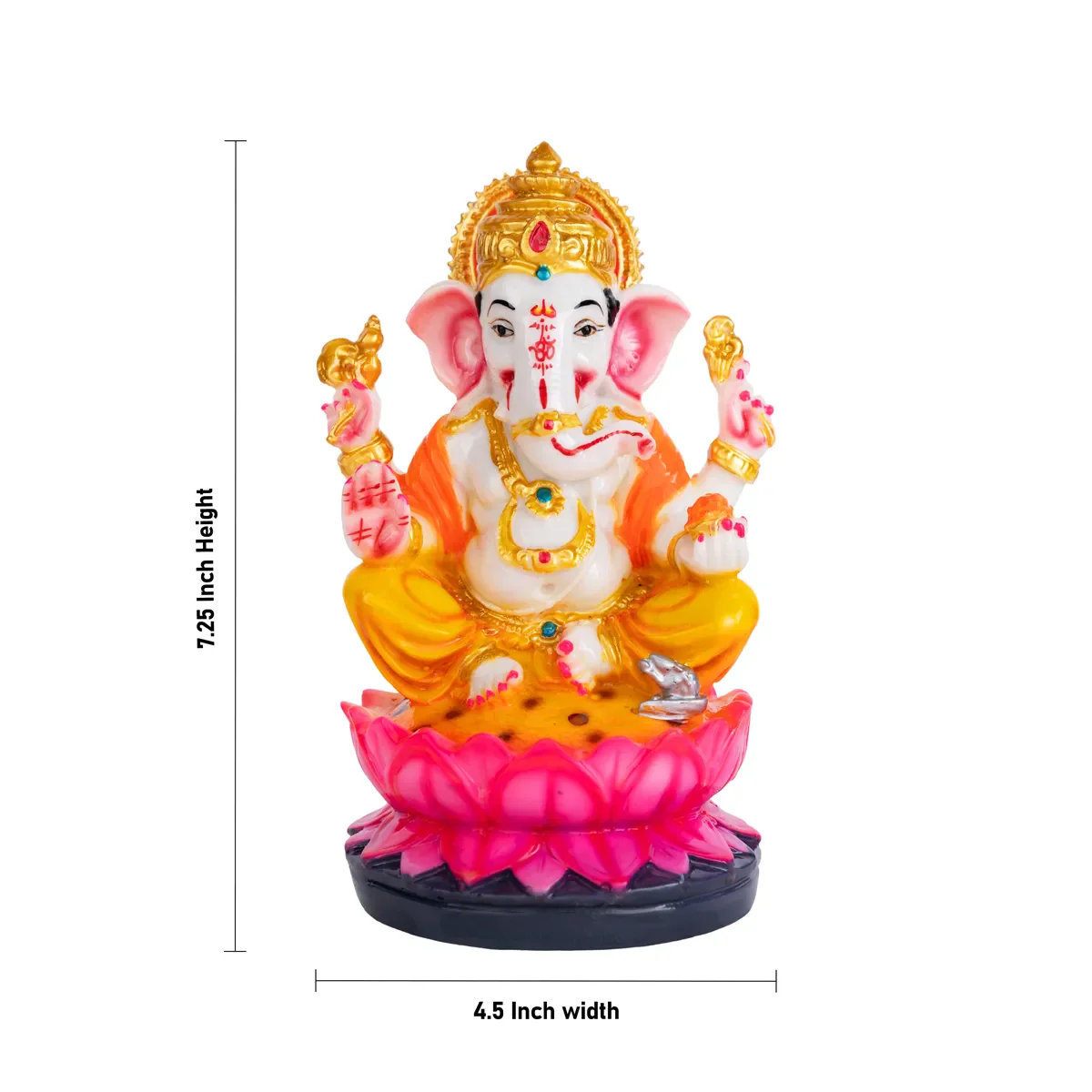 Ganesh Sitting On Lotus Murti - 7.25 X 4.5 Inches | Marble Dust Idol/ Ganpati Statue For Home Pooja - Image 4