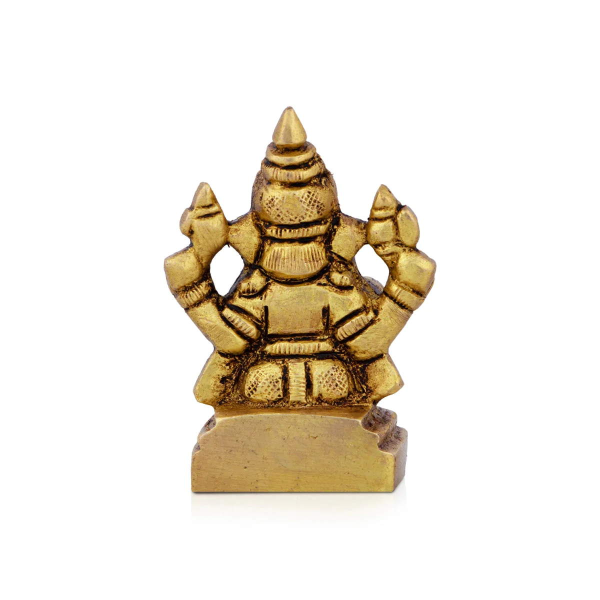 Ganesh Statue - 2 x 1.5 Inches | Antique Brass Statue/ Ganesh Murti Idol for Puja/ 160 Gms Approx - Image 5