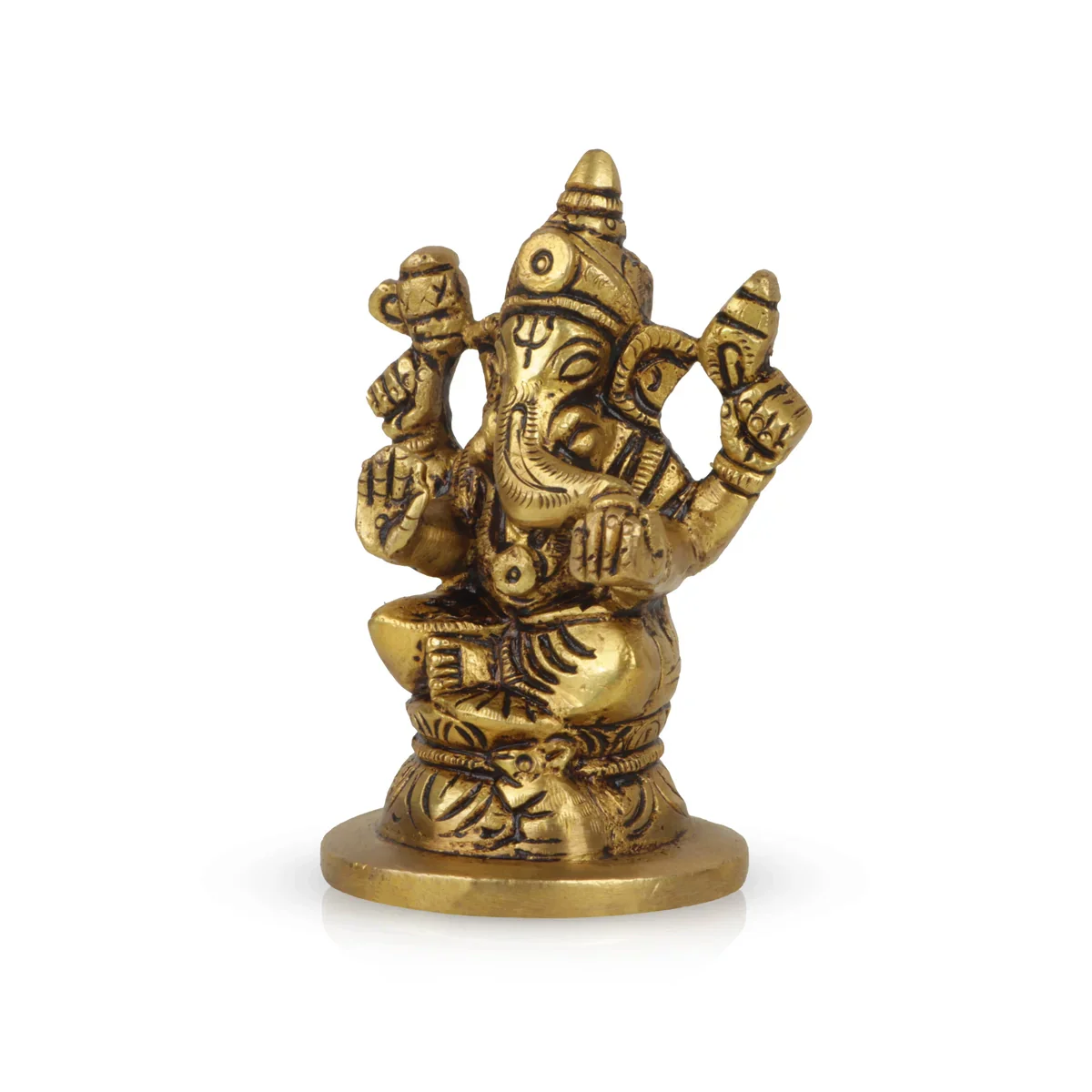 Ganesh Statue - 3 Inches | Antique Brass Statue/ Ganesh Murti Idol for Puja/ 350 Gms Approx - Image 2
