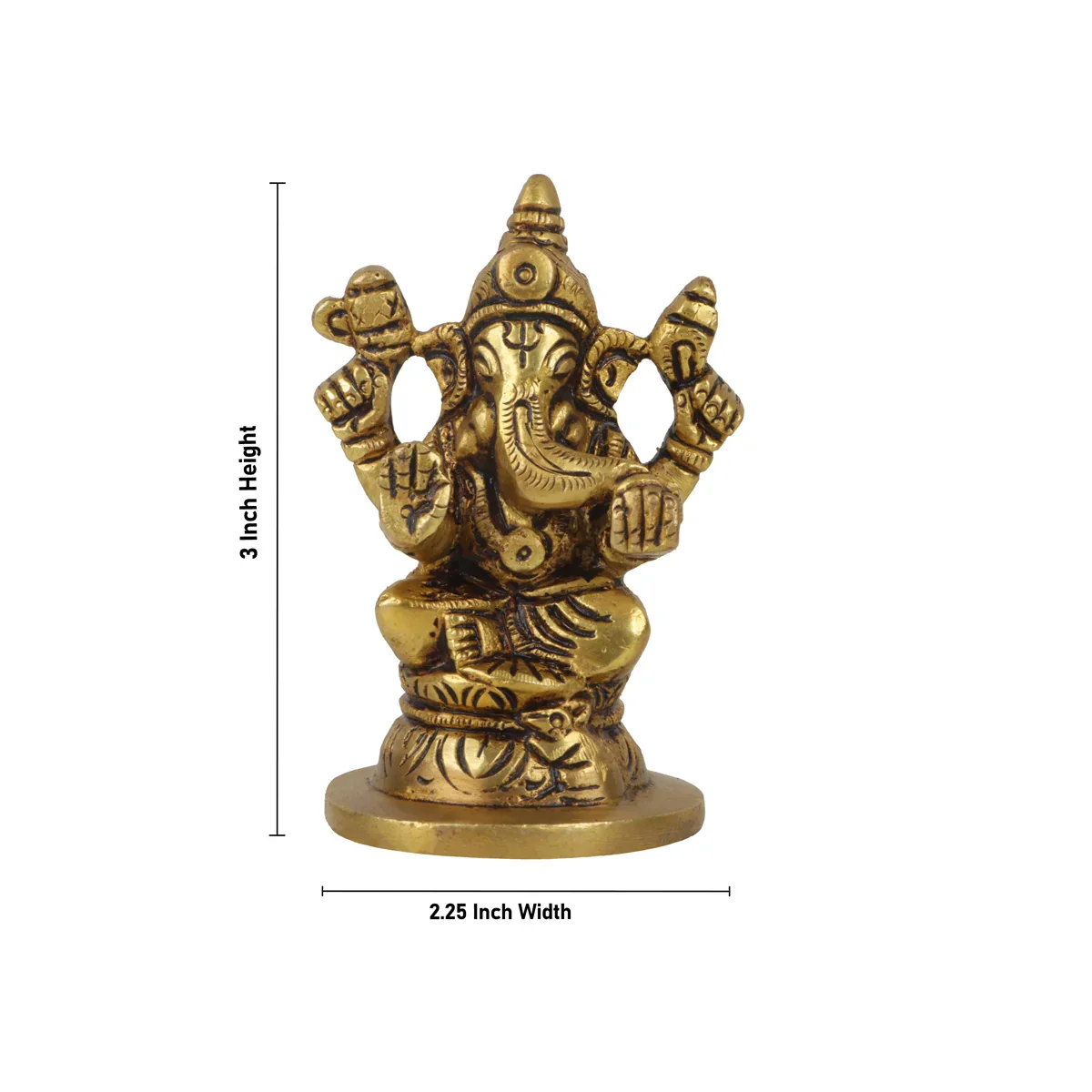 Ganesh Statue - 3 Inches | Antique Brass Statue/ Ganesh Murti Idol for Puja/ 350 Gms Approx - Image 4