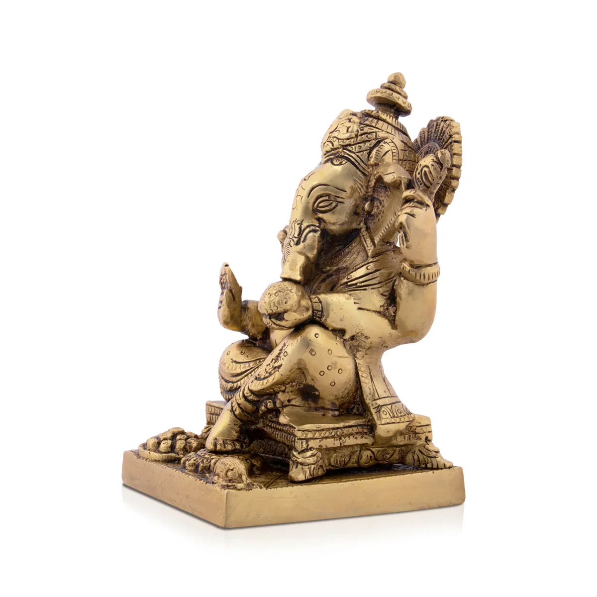 Ganesh Statue - 6.5 x 4 Inches | Antique Brass Statue/ Ganesh Murti Idol for Puja/ 2.31 Kgs Approx - Image 3