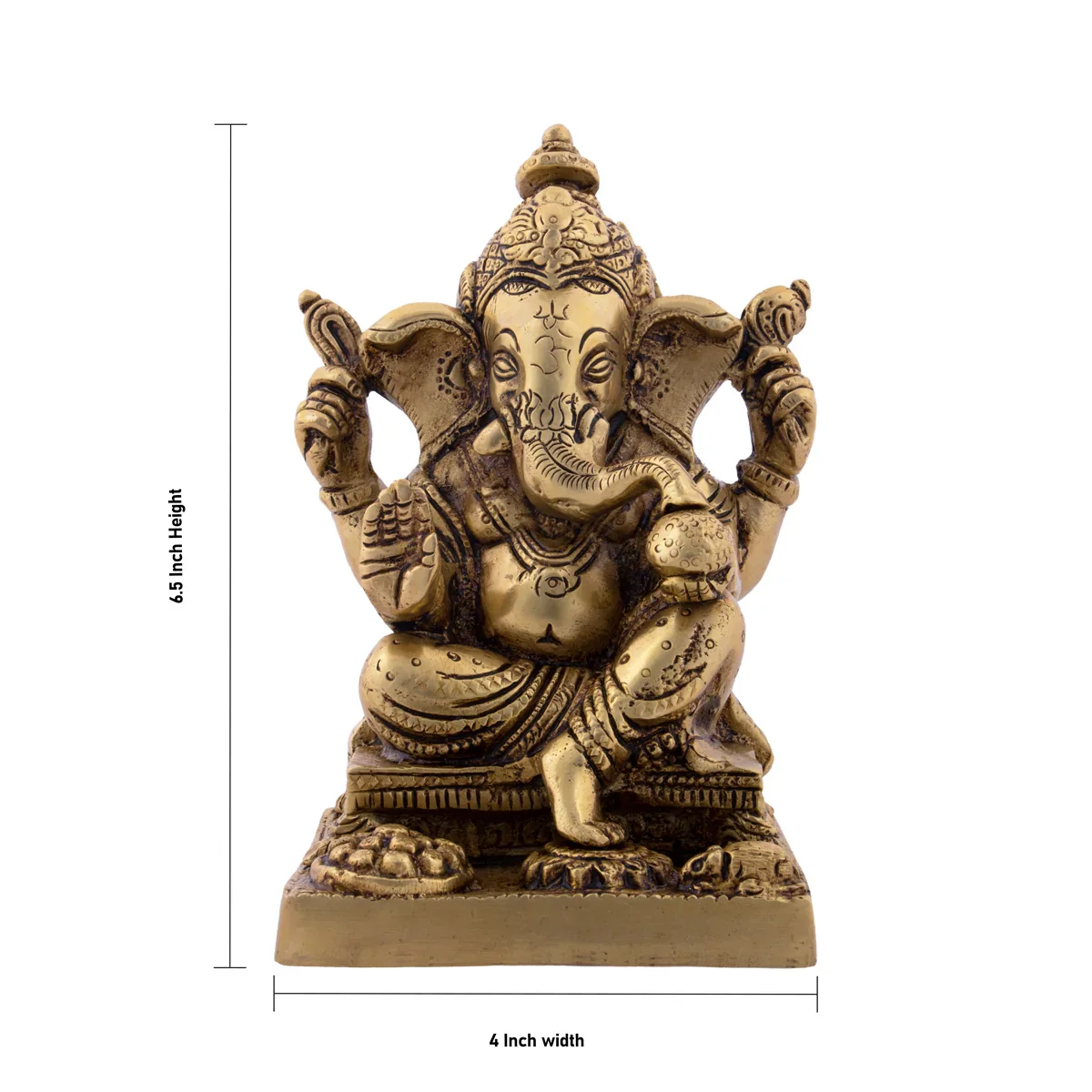 Ganesh Statue - 6.5 x 4 Inches | Antique Brass Statue/ Ganesh Murti Idol for Puja/ 2.31 Kgs Approx - Image 5