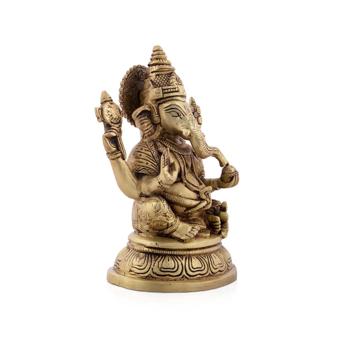 Ganesh Statue - 8 x 5 Inches | Antique Brass Statue/ Ganesh Murti Idol for Puja/ 1.900 Kgs
 
 Approx - Image 2