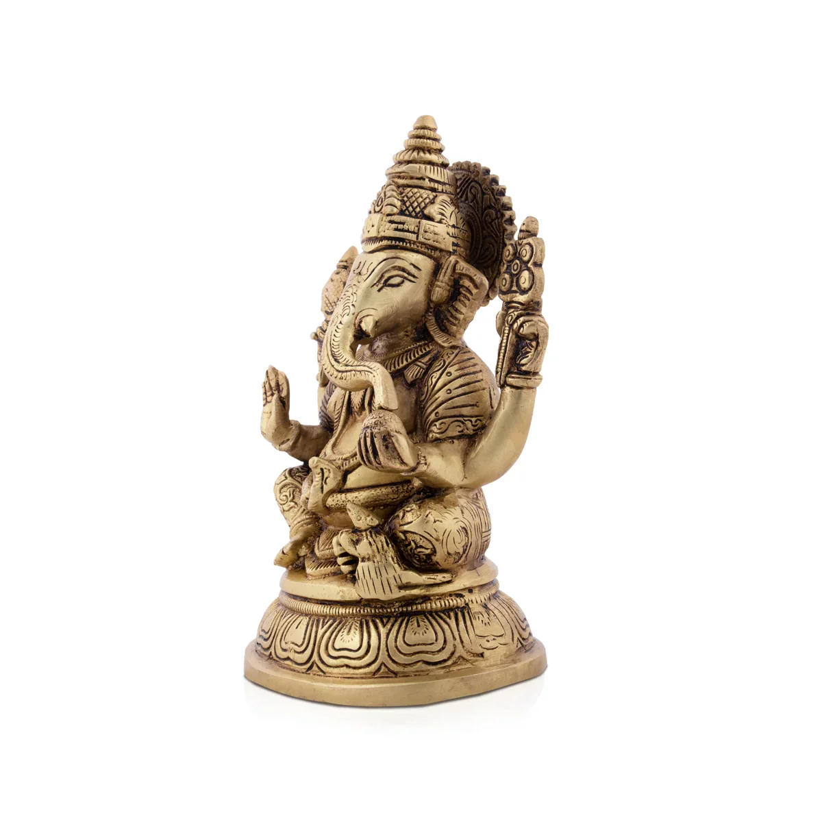 Ganesh Statue - 8 x 5 Inches | Antique Brass Statue/ Ganesh Murti Idol for Puja/ 1.900 Kgs
 
 Approx - Image 3