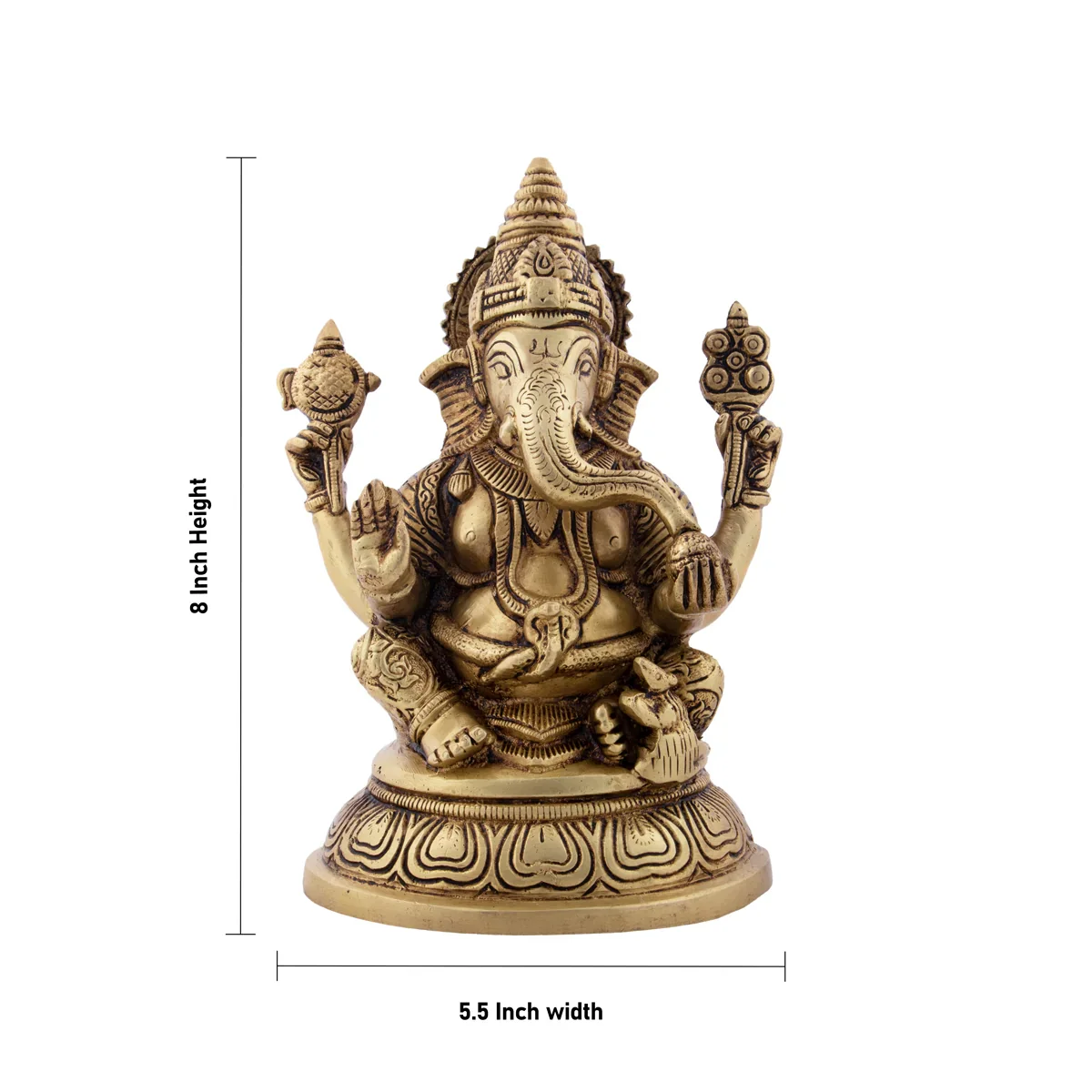 Ganesh Statue - 8 x 5 Inches | Antique Brass Statue/ Ganesh Murti Idol for Puja/ 1.900 Kgs
 
 Approx - Image 5