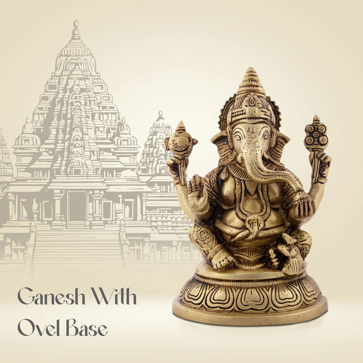 Ganesh Statue - 8 x 5 Inches | Antique Brass Statue/ Ganesh Murti Idol for Puja/ 1.900 Kgs
 
 Approx - Image 6