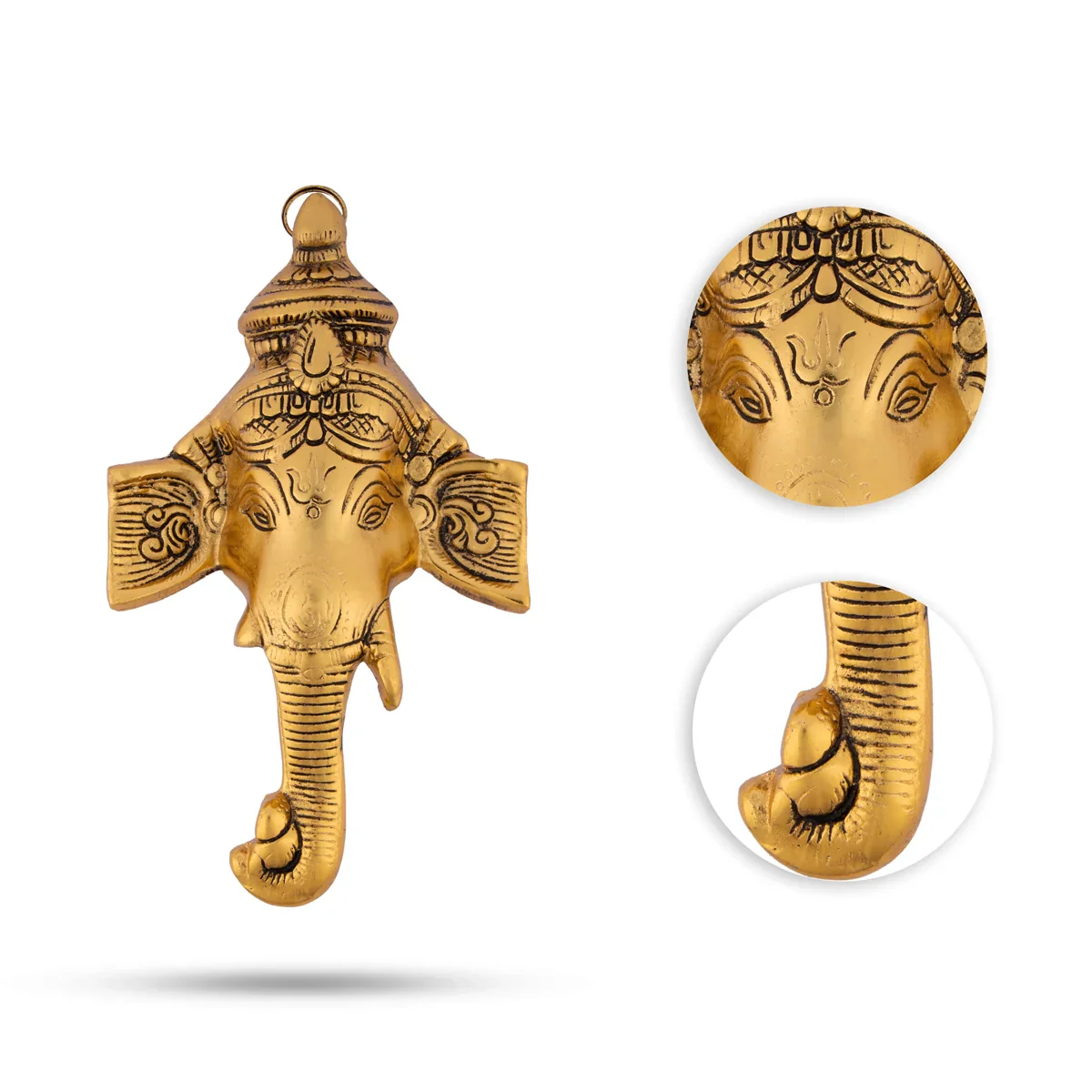 Ganesh Trunk Wall Hanging - 8 x 5 Inches | Aluminium Vinayagar Wall Hanger for Home/ 200 Gms Approx - Image 2