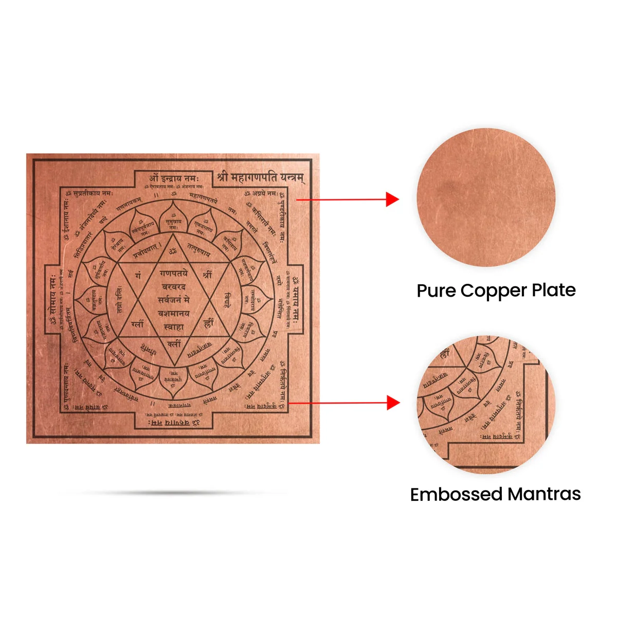 Ganesha Yantra - 3 x 3 Inches | Ganapati Yantra/ Copper Yantra for Pooja - Image 3