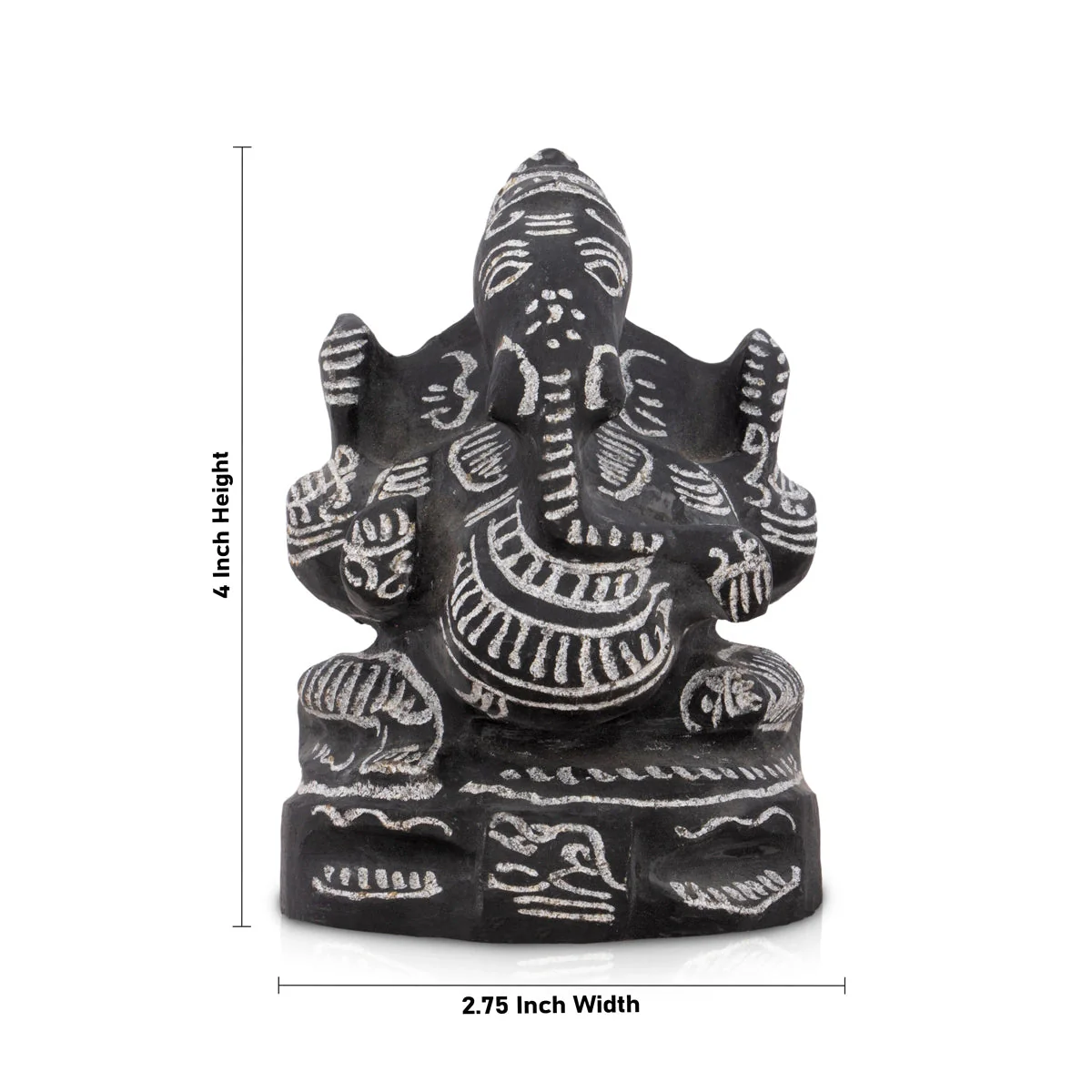 Ganesh Murti - 4 x 2.75 Inches | Black Stone Vinayagar Idol/ Ganpati Murti for Pooja - Image 4