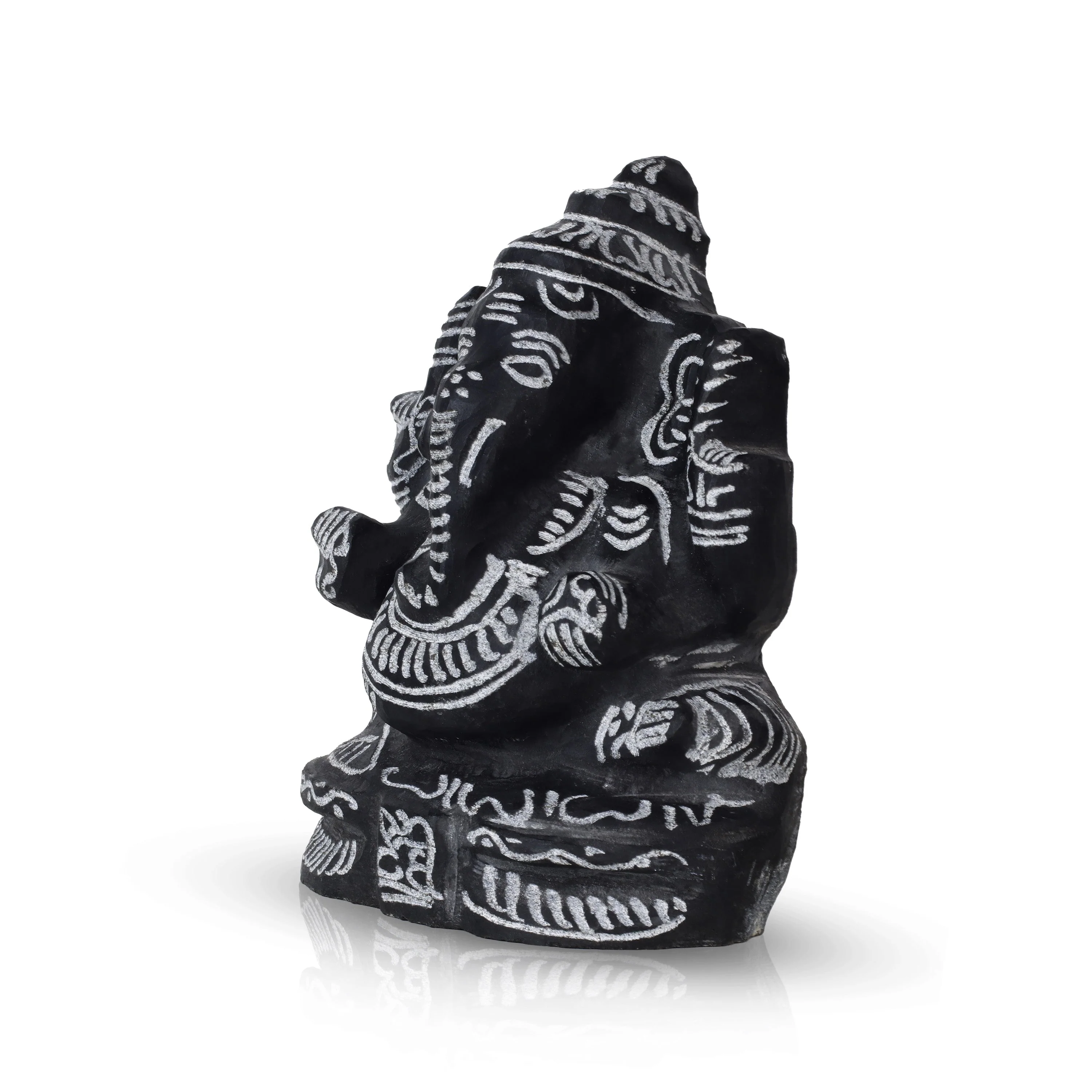 Ganesh Murti - 6 x 4.5 Inches | Sitting Vinayagar Statue/ Black Stone Ganapathi Vigraham for Pooja - Image 4