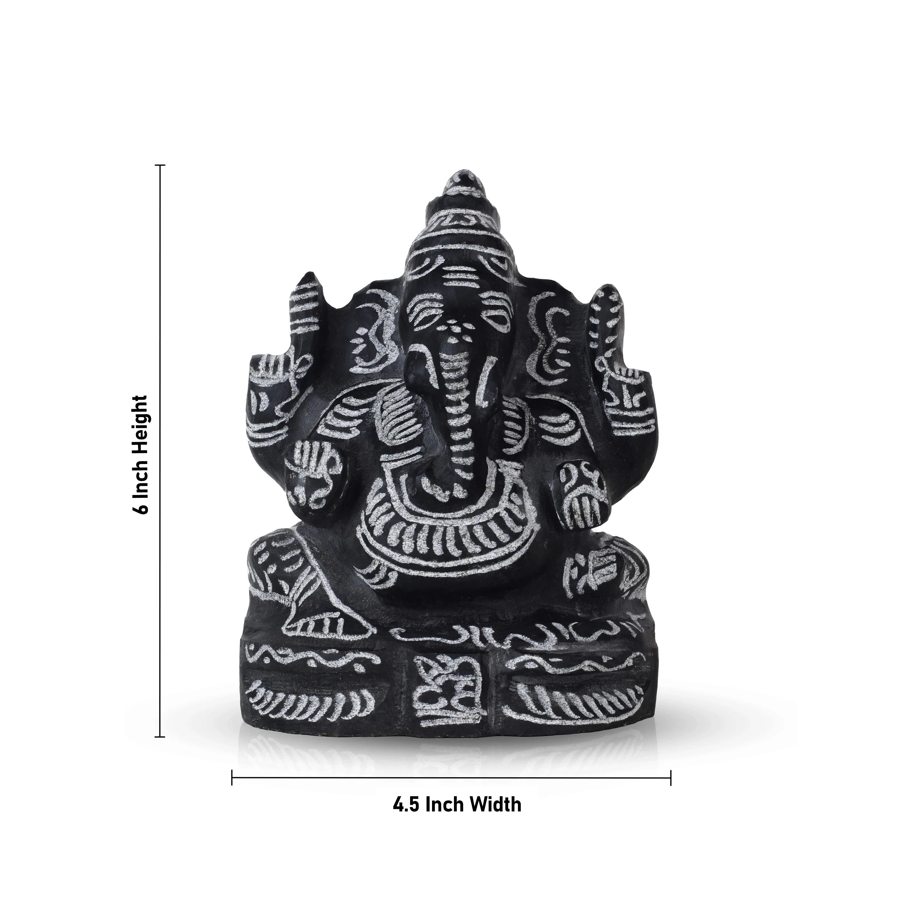 Ganesh Murti - 6 x 4.5 Inches | Sitting Vinayagar Statue/ Black Stone Ganapathi Vigraham for Pooja - Image 5
