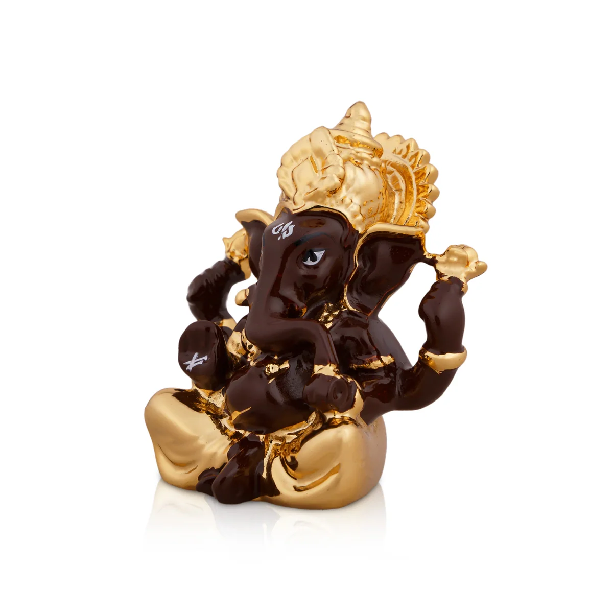 Ganesh Murti - 2.5 x 1.75 Inches | Metal Gold Polish Ganpati Murti/ Sitting Vinayaka Statue for Pooja - Image 3
