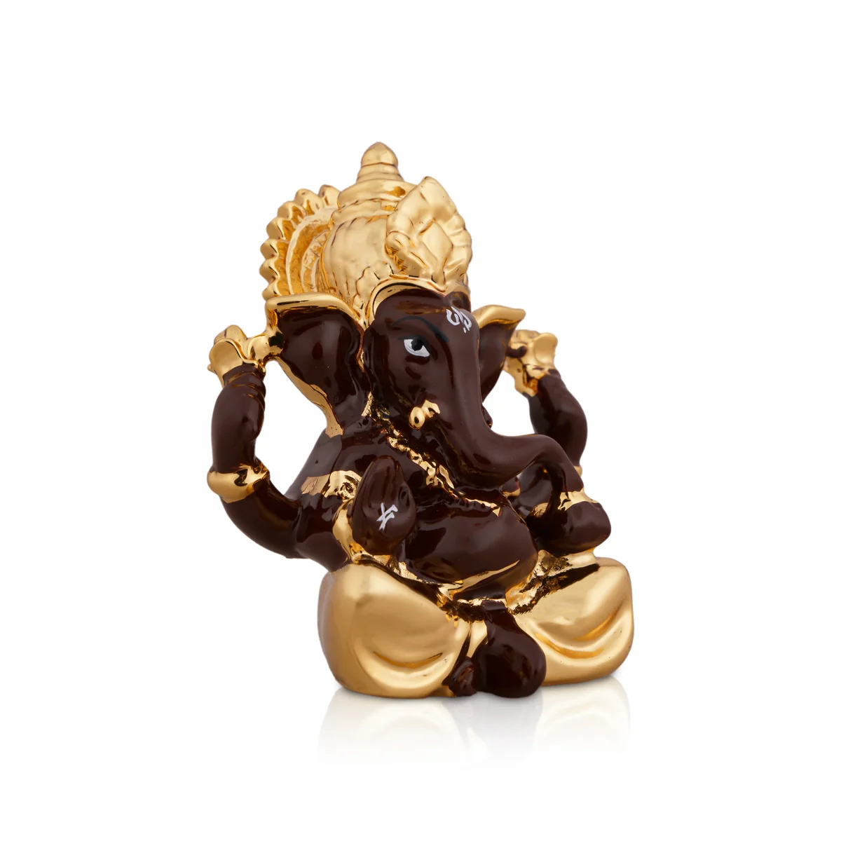 Ganesh Murti - 2.5 x 1.75 Inches | Metal Gold Polish Ganpati Murti/ Sitting Vinayaka Statue for Pooja - Image 4