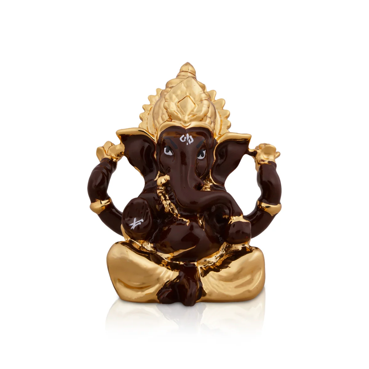 Ganesh Murti - 2.5 x 1.75 Inches | Metal Gold Polish Ganpati Murti/ Sitting Vinayaka Statue for Pooja - Image 5