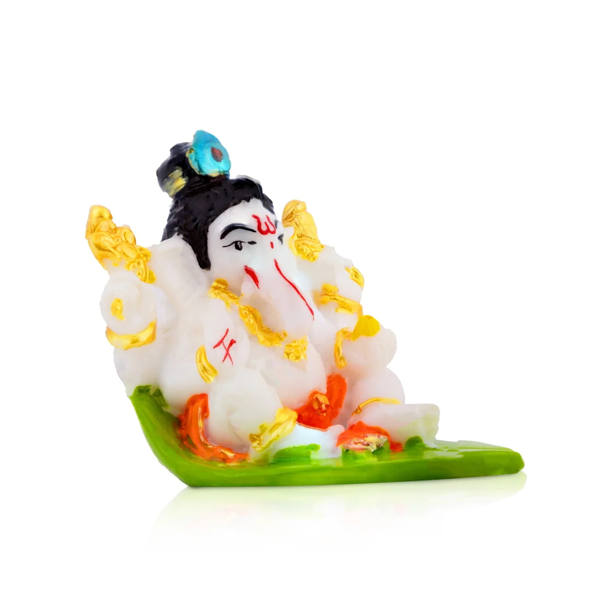 Ganesha Murti - 2.5 × 2 Inches | White & Gold Ganpati Idol / Vinayaka Murti For Pooja & Gifting - Image 3