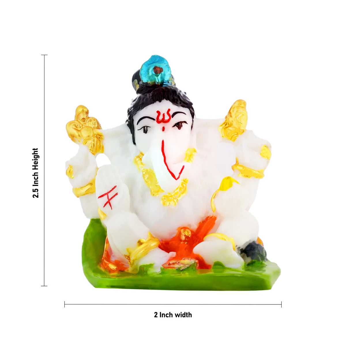Ganesha Murti - 2.5 × 2 Inches | White & Gold Ganpati Idol / Vinayaka Murti For Pooja & Gifting - Image 4