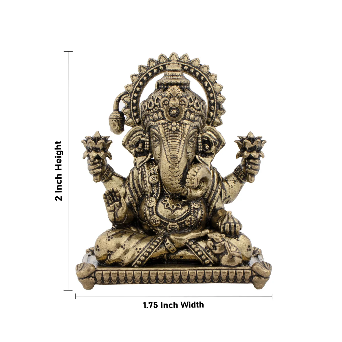 Ganesha Murti Statue - 2 x 1.75 Inches | Brass Idol/ Vinayaka Idol for Pooja - Image 4