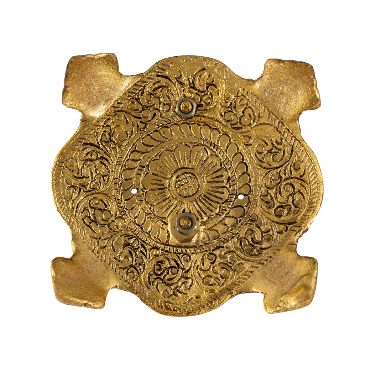 Ganesha Murti With Deep On Plate - 2 x 4 Inches | Aluminium/ Gold Polish Lamp With Ganpati Murti for Pooja - Image 3