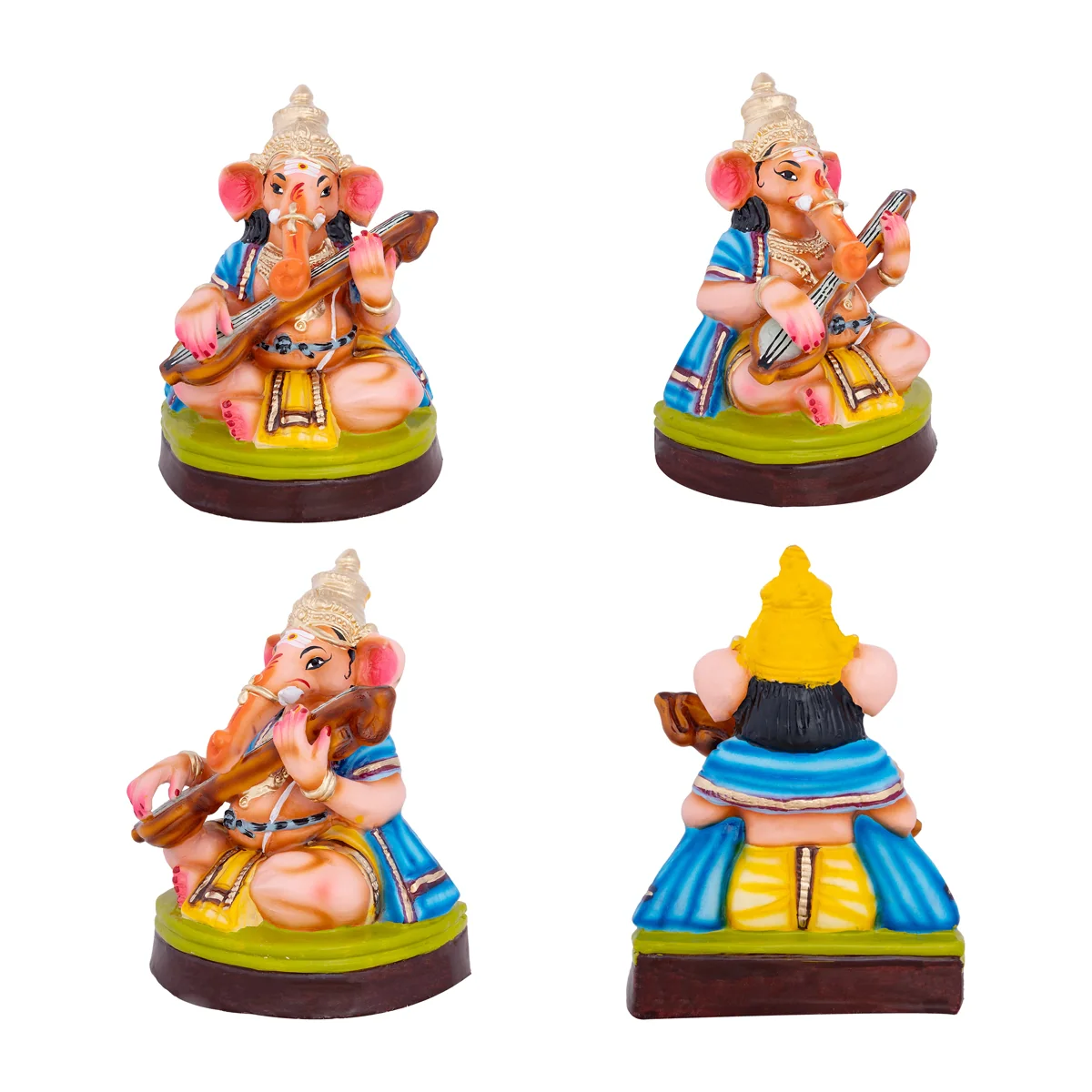 Ganesha Music Paper Mache Golu Bommai Set - 10 x 7.5 Inches | Giri Golu Doll/ Navaratri Golu Bomma/Gombe - Image 4