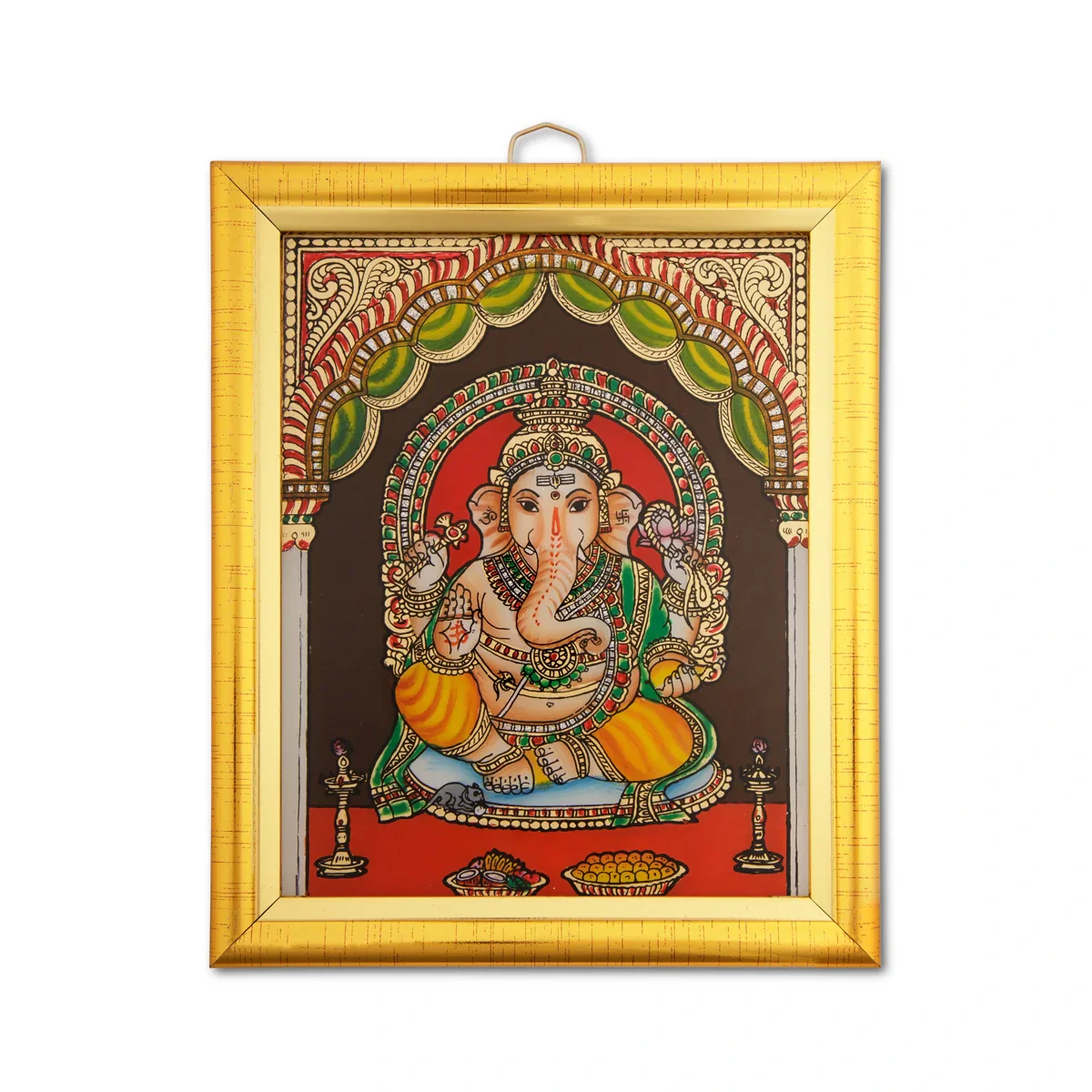 Ganesha Photo Frame - 7 x 6 Inches | Tanjore Glass Painting Picture Frame for Home