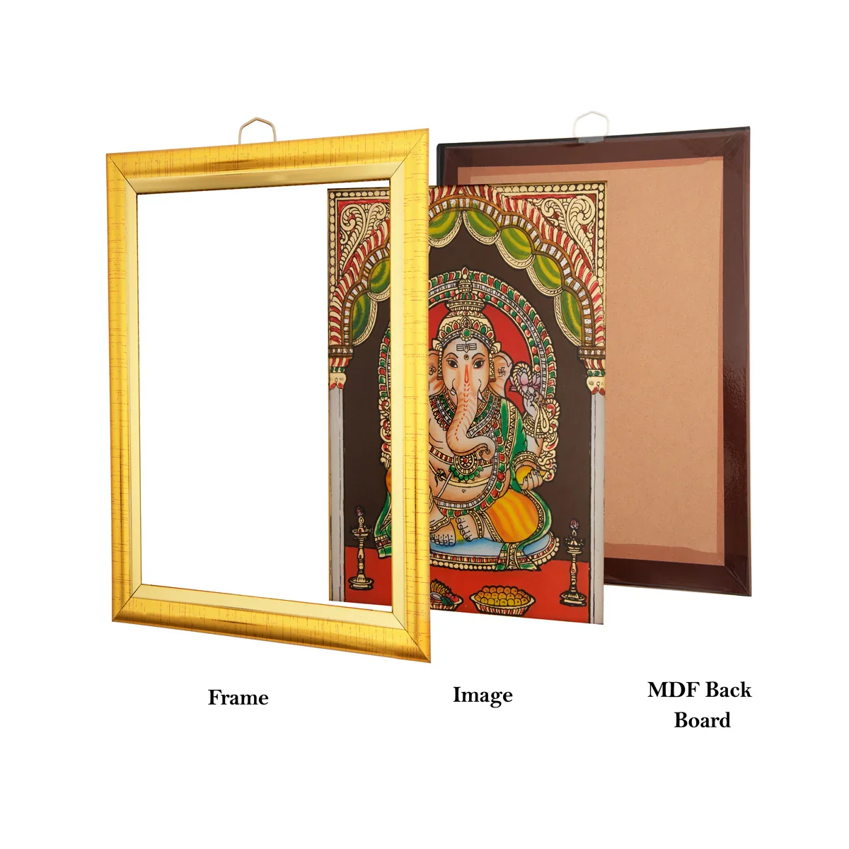 Ganesha Photo Frame - 7 x 6 Inches | Tanjore Glass Painting Picture Frame for Home - Image 4