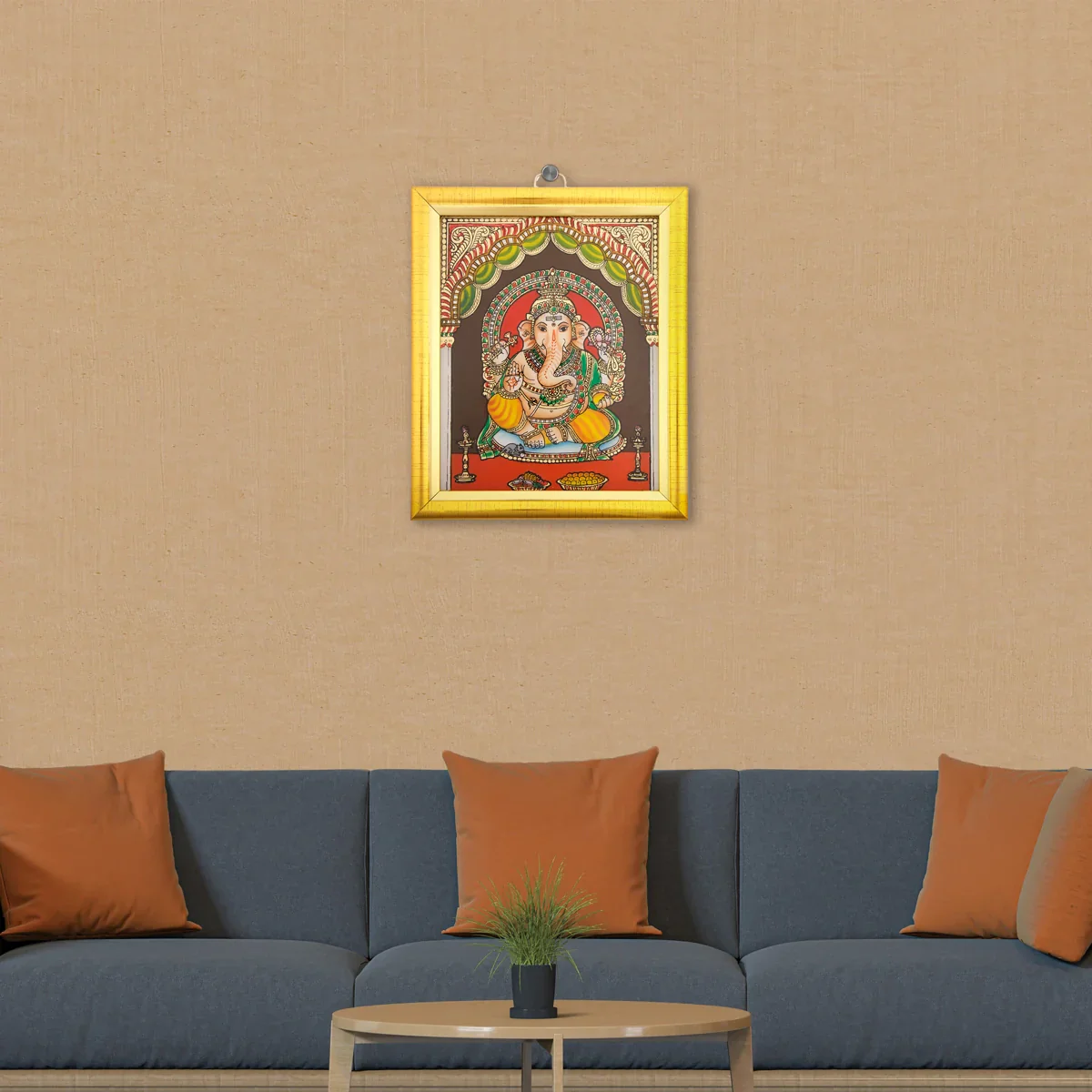 Ganesha Photo Frame - 7 x 6 Inches | Tanjore Glass Painting Picture Frame for Home - Image 5