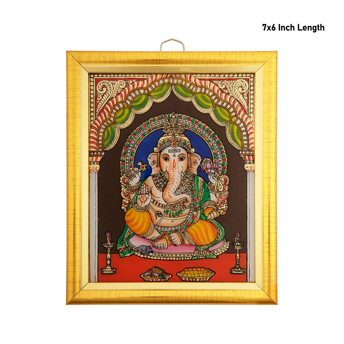 Ganesha Photo Frame - 7 x 6 Inches | Tanjore Glass Painting Picture Frame for Home - Image 6
