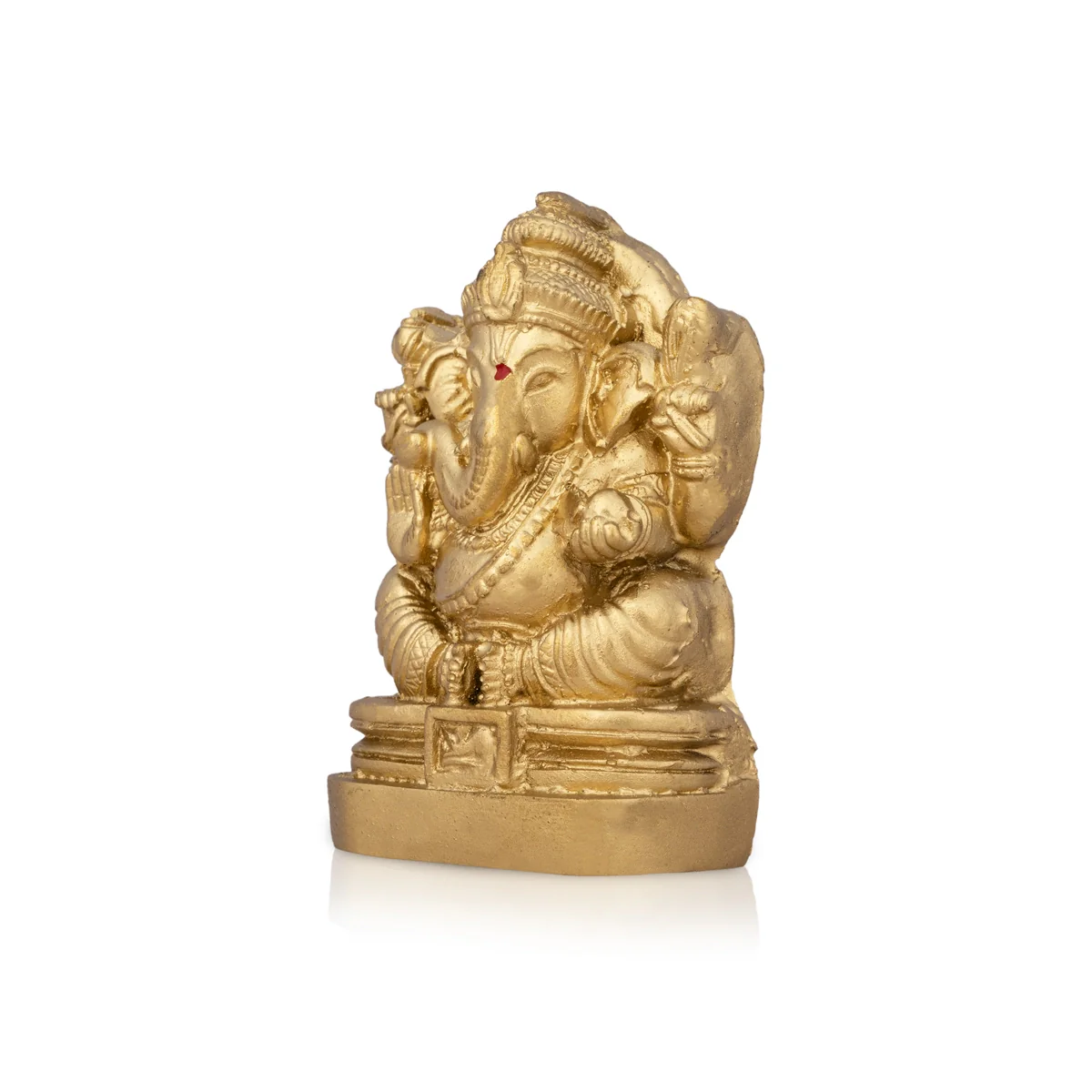 Ganesh Murti - 3 x 2 Inches | Resin Statue/ Gold Polish Ganpati Murti for Pooja/ 80 Gms Approx - Image 2