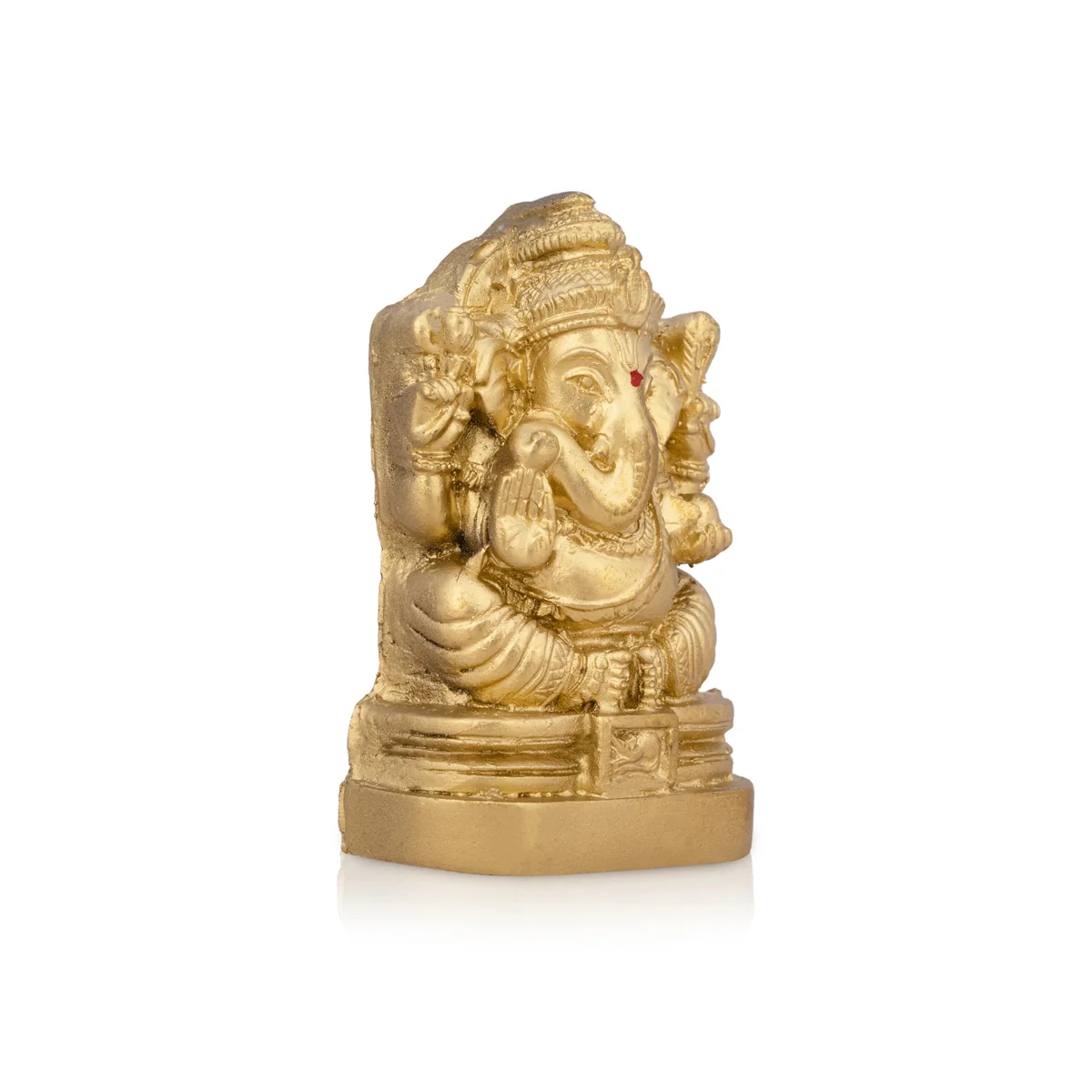 Ganesh Murti - 3 x 2 Inches | Resin Statue/ Gold Polish Ganpati Murti for Pooja/ 80 Gms Approx - Image 3