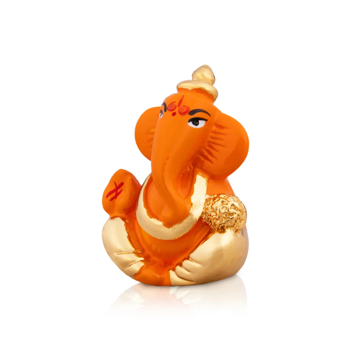Ganesh Murti - 1.5 x 1.25 Inches | Metal Gold Polish Ganpati Murti/ Sitting Vinayaka Statue for Pooja - Image 3