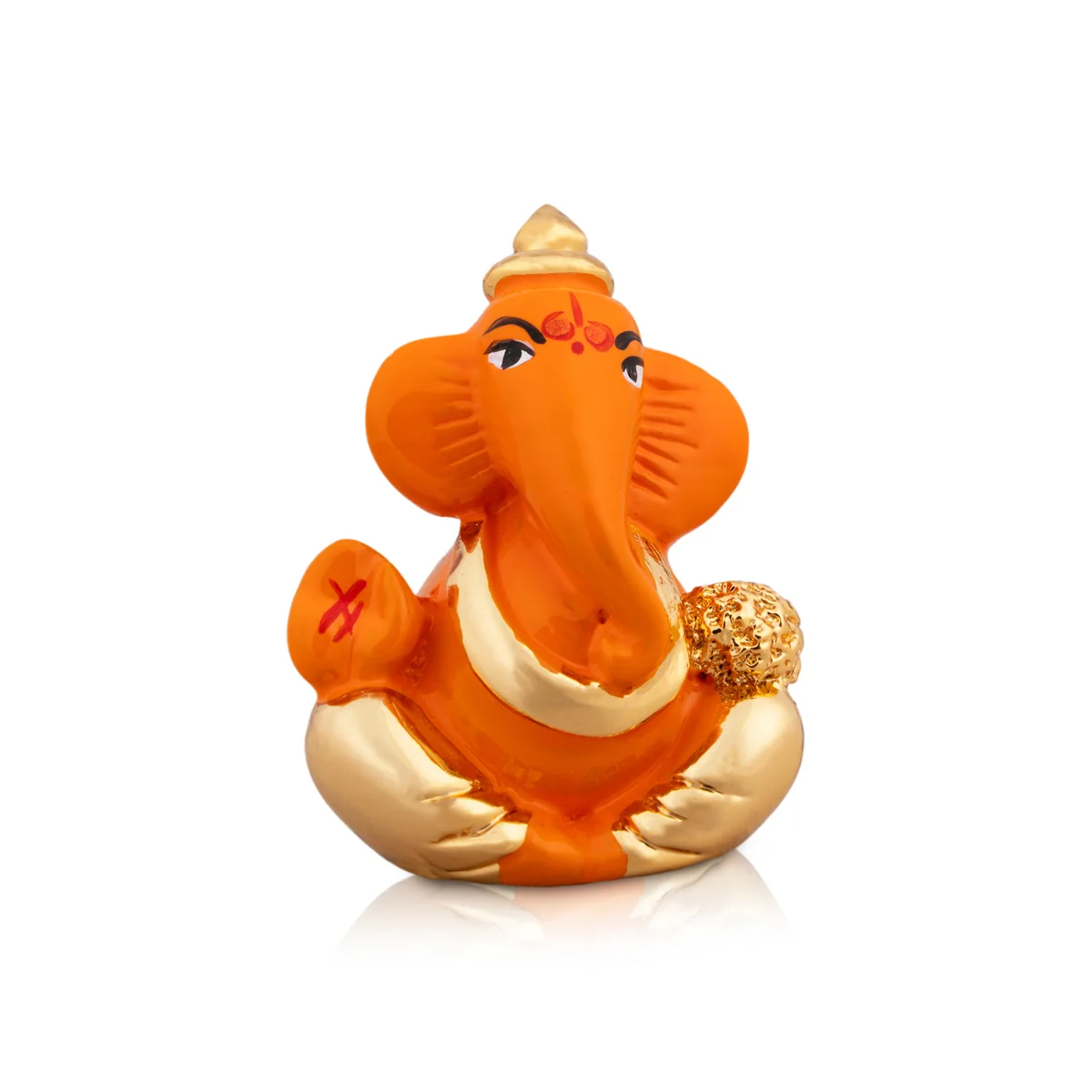 Ganesh Murti - 1.5 x 1.25 Inches | Metal Gold Polish Ganpati Murti/ Sitting Vinayaka Statue for Pooja - Image 5