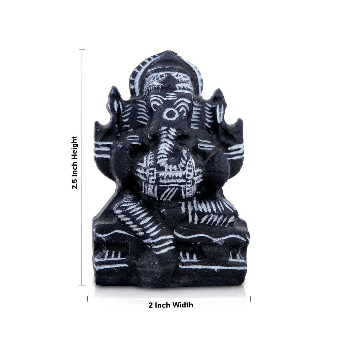 Ganesh Murti Sitting on Base - 2.5 x 2 Inches | Soft Stone Vinayagar Idol/ Ganapati Murti for Pooja - Image 4
