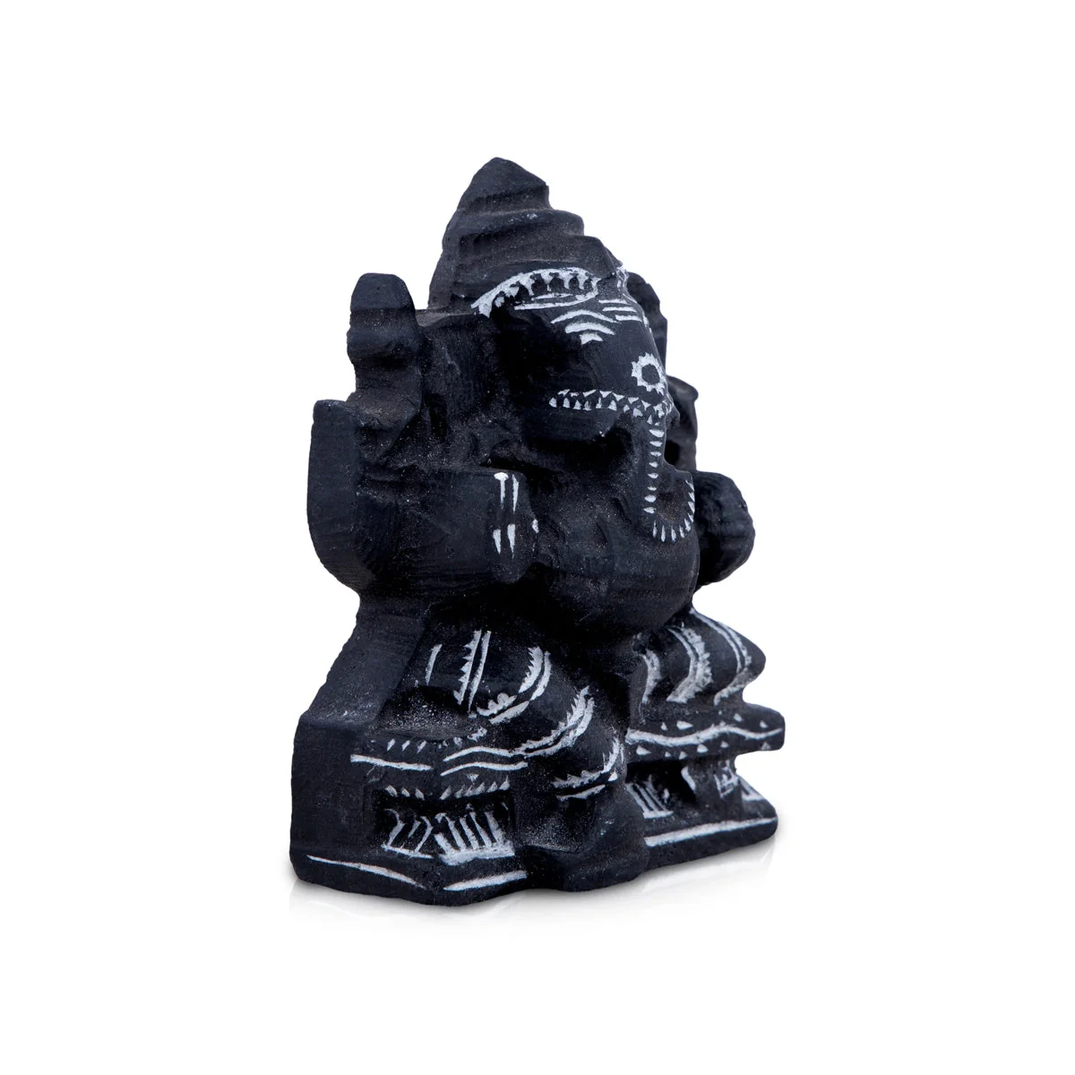 Ganesh Murti Sitting On Base - 3.5 x 2.5 Inches | Soft Stone Ganapati Murti/ Vinayagar Idol for Pooja - Image 3