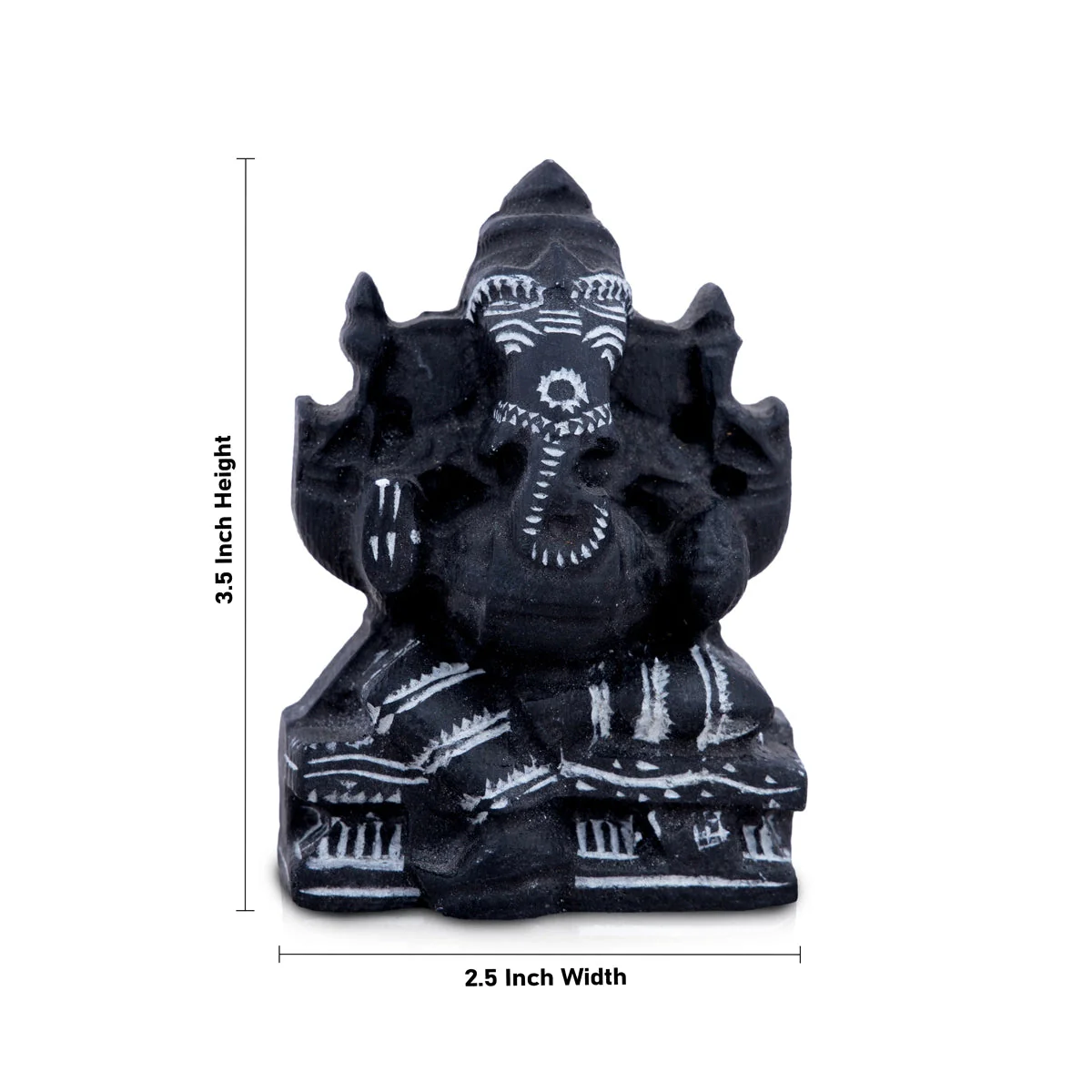 Ganesh Murti Sitting On Base - 3.5 x 2.5 Inches | Soft Stone Ganapati Murti/ Vinayagar Idol for Pooja - Image 4