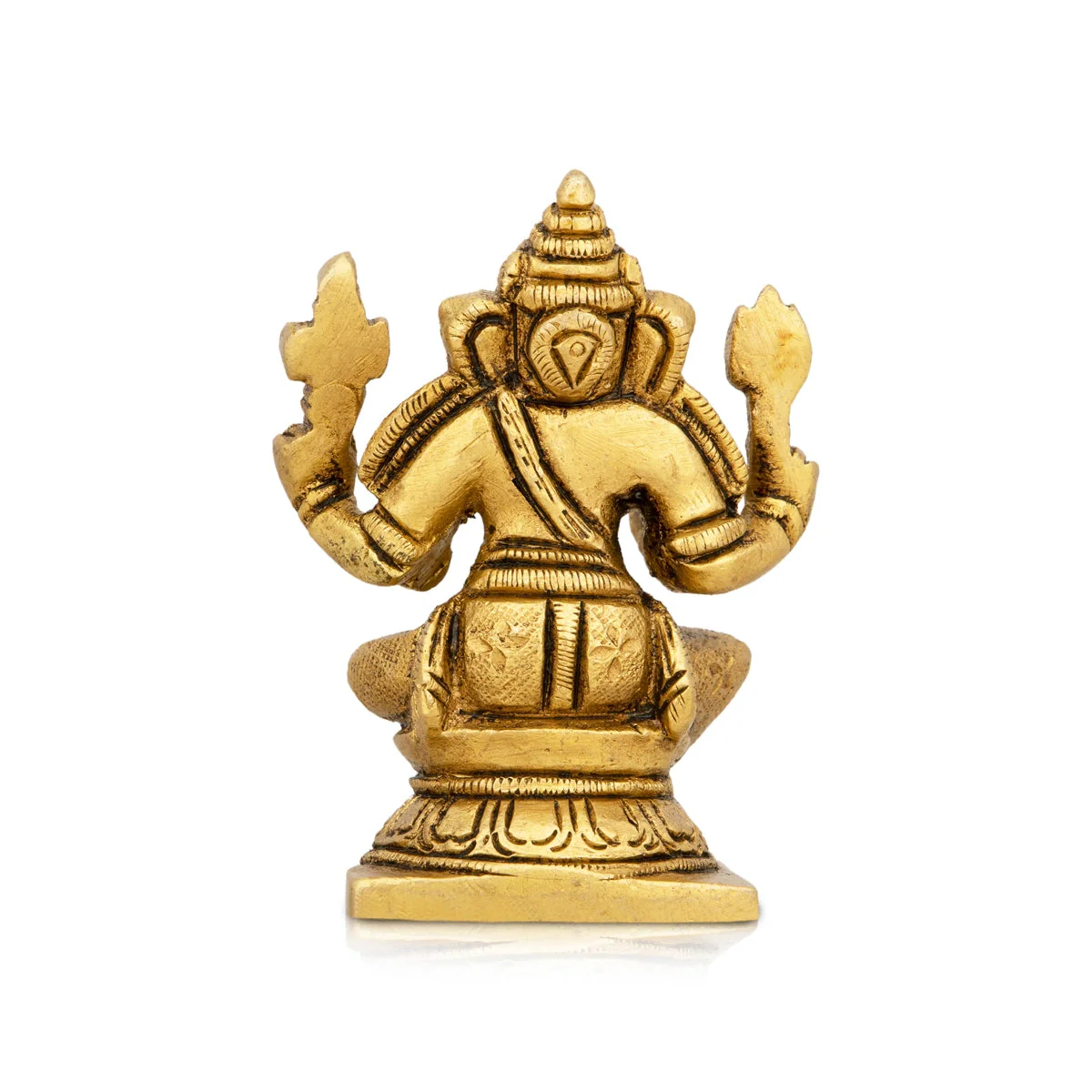 Ganesha Statue Sitting On Base - 2 x 4 Inches | Antique Brass Idol/ Ganapathi Idol for Pooja - Image 4
