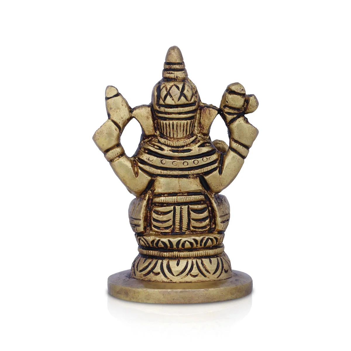 Ganesha Statue Sitting On Base - 3 x 2.25 Inches | Antique Brass Idol/ Vinayaka Idol/ Ganapathy Idol for Pooja - Image 4